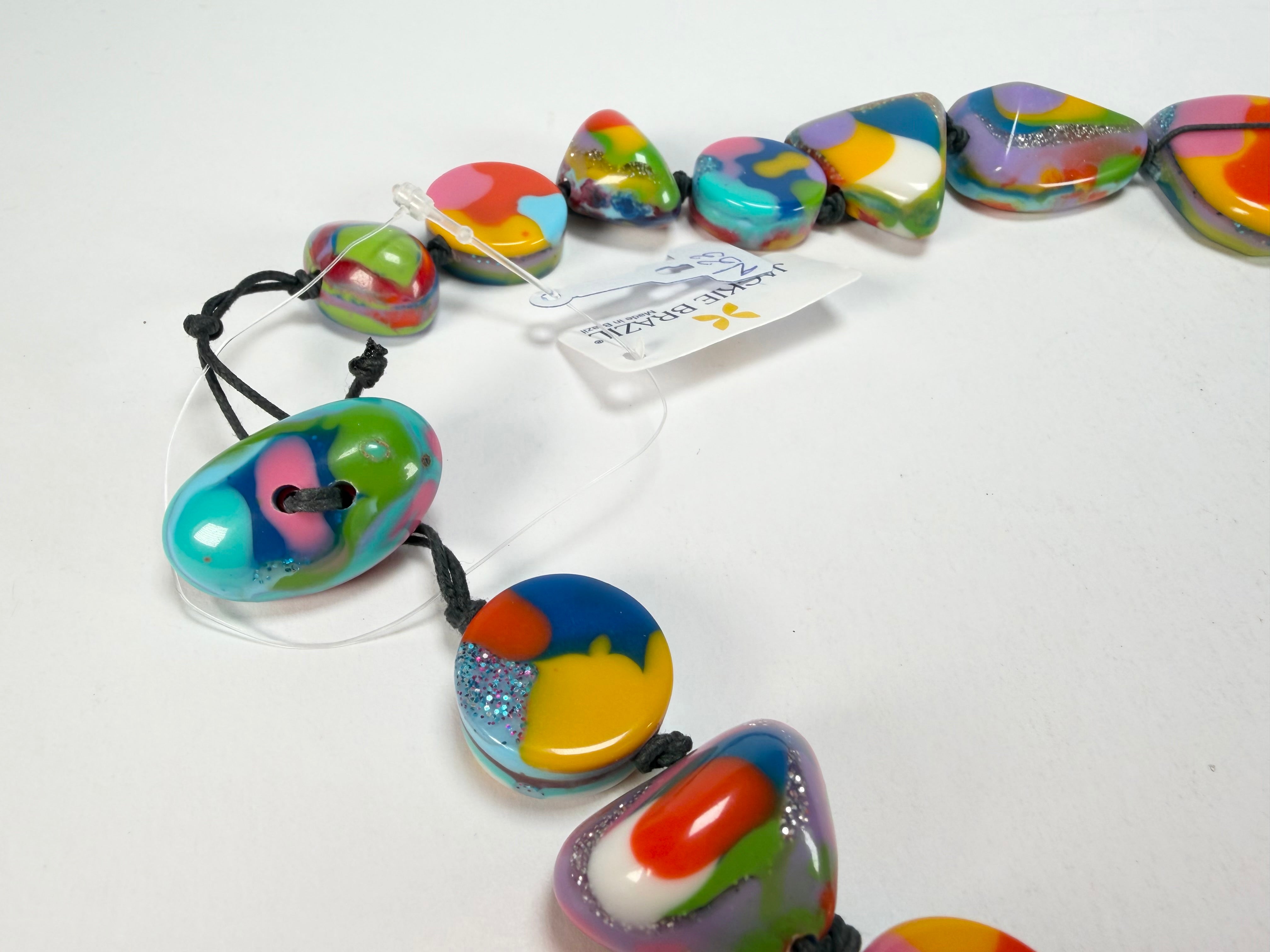 Jackie Brazil "Indiana" Kandinsky Multi-Bead Medium Resin 70cm Necklace ( N0033 )
