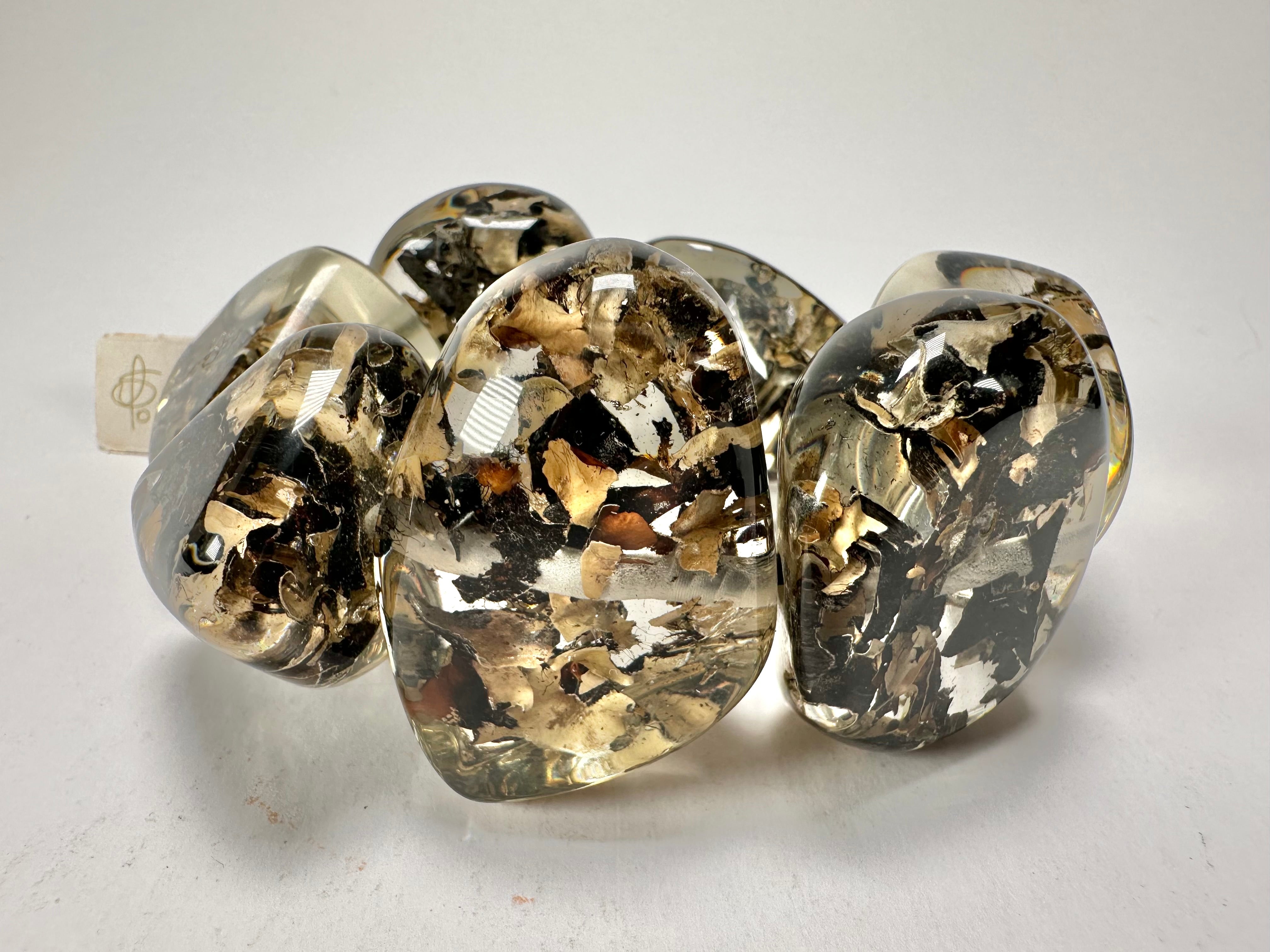 Jackie Brazil "Cusco" Seaweed Large Stones Elasticated Bracelet ( B1350 )