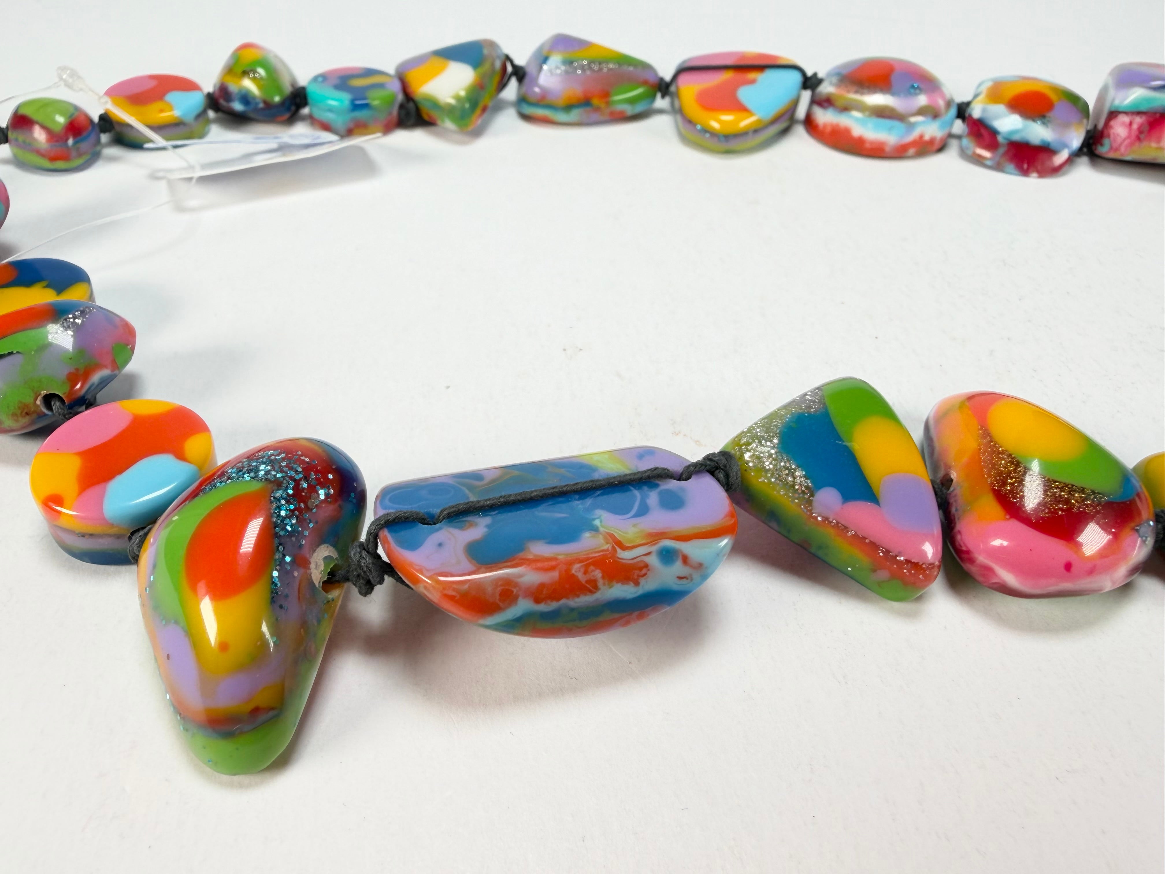 Jackie Brazil "Indiana" Kandinsky Multi-Bead Medium Resin 70cm Necklace ( N0033 )