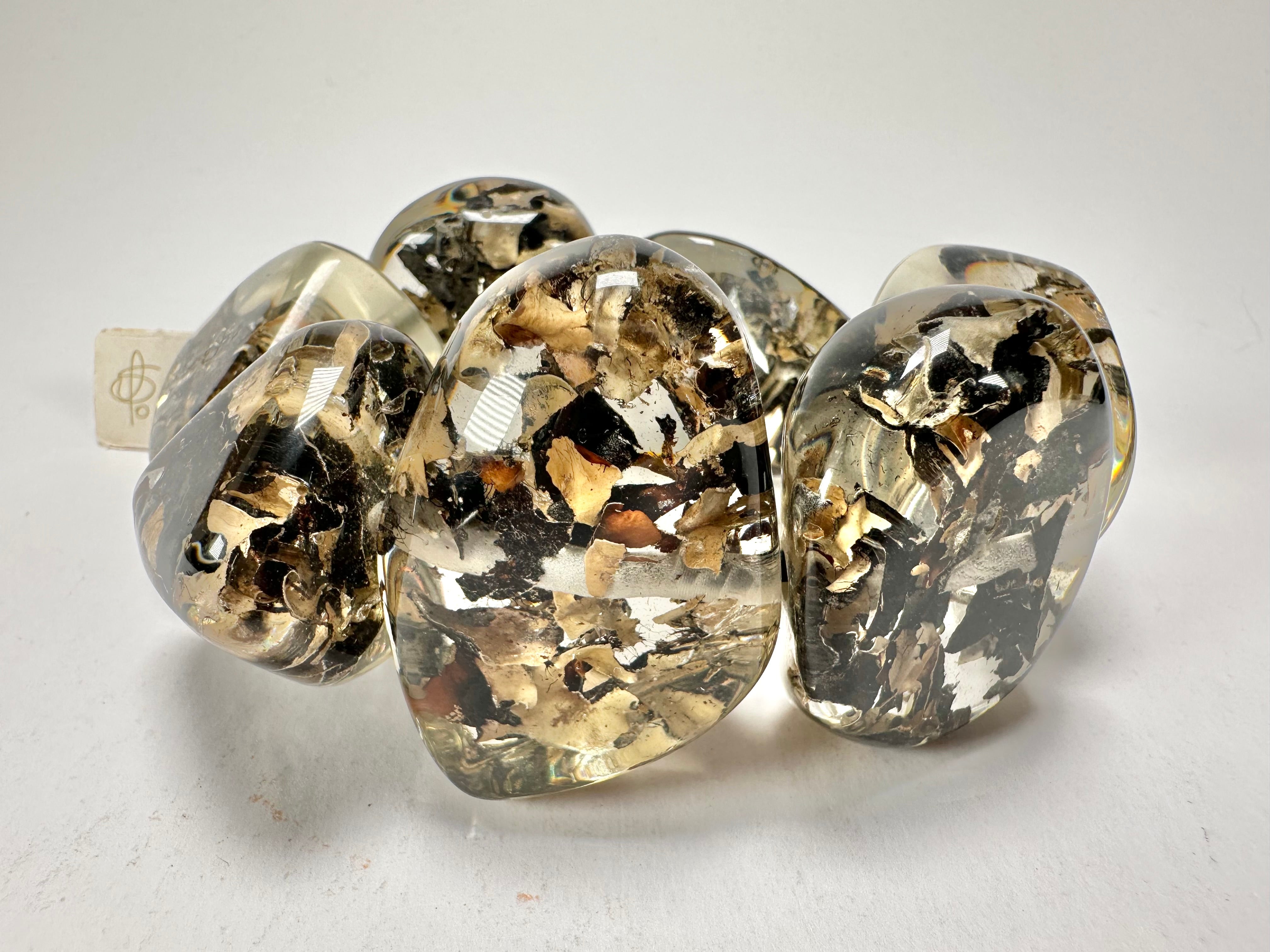 Jackie Brazil "Cusco" Seaweed Large Stones Elasticated Bracelet ( B1350 )