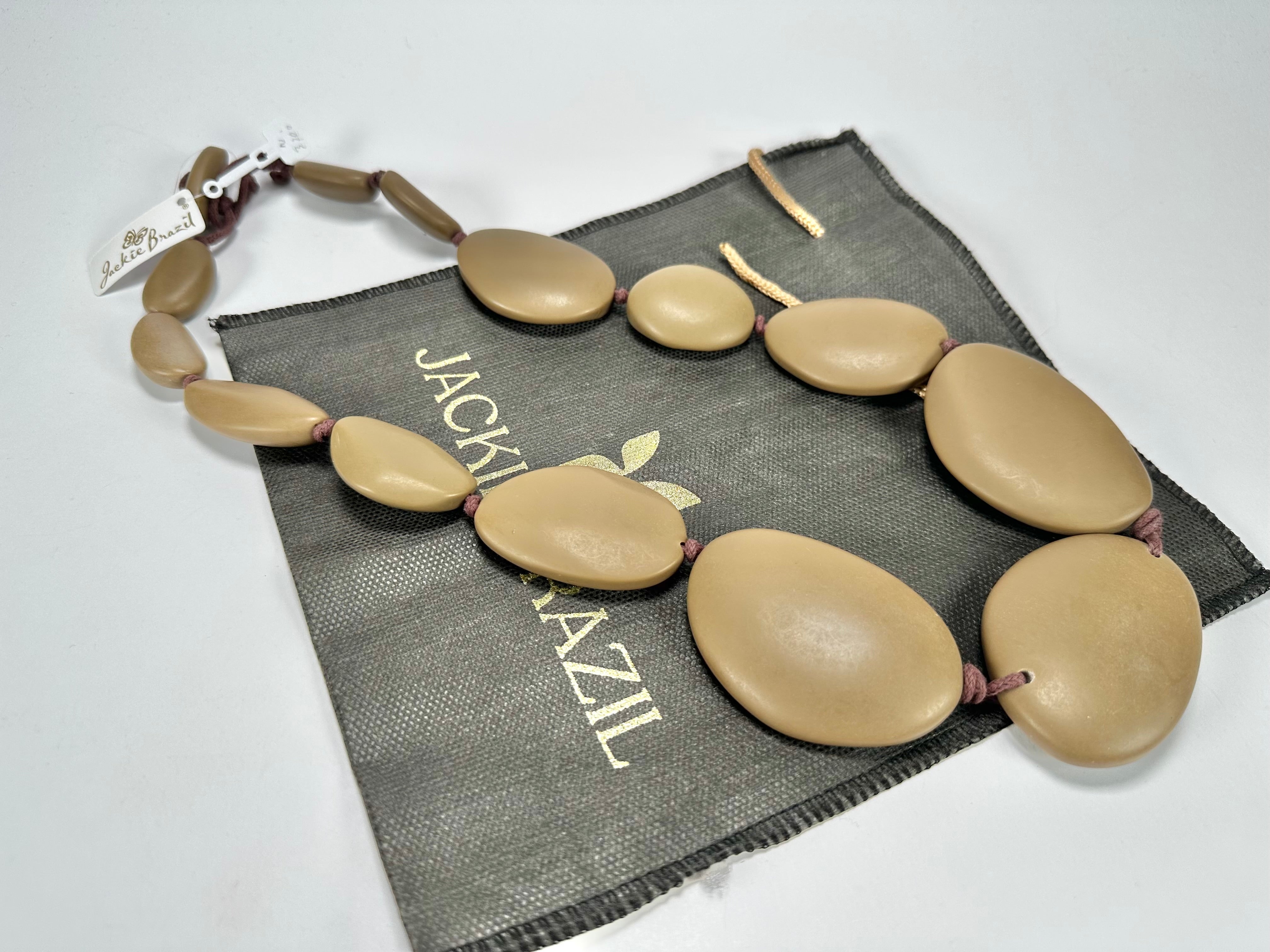 Jackie Brazil "Brown Matte" Long Flat Riverstones 65cm Necklace ( N3700 )