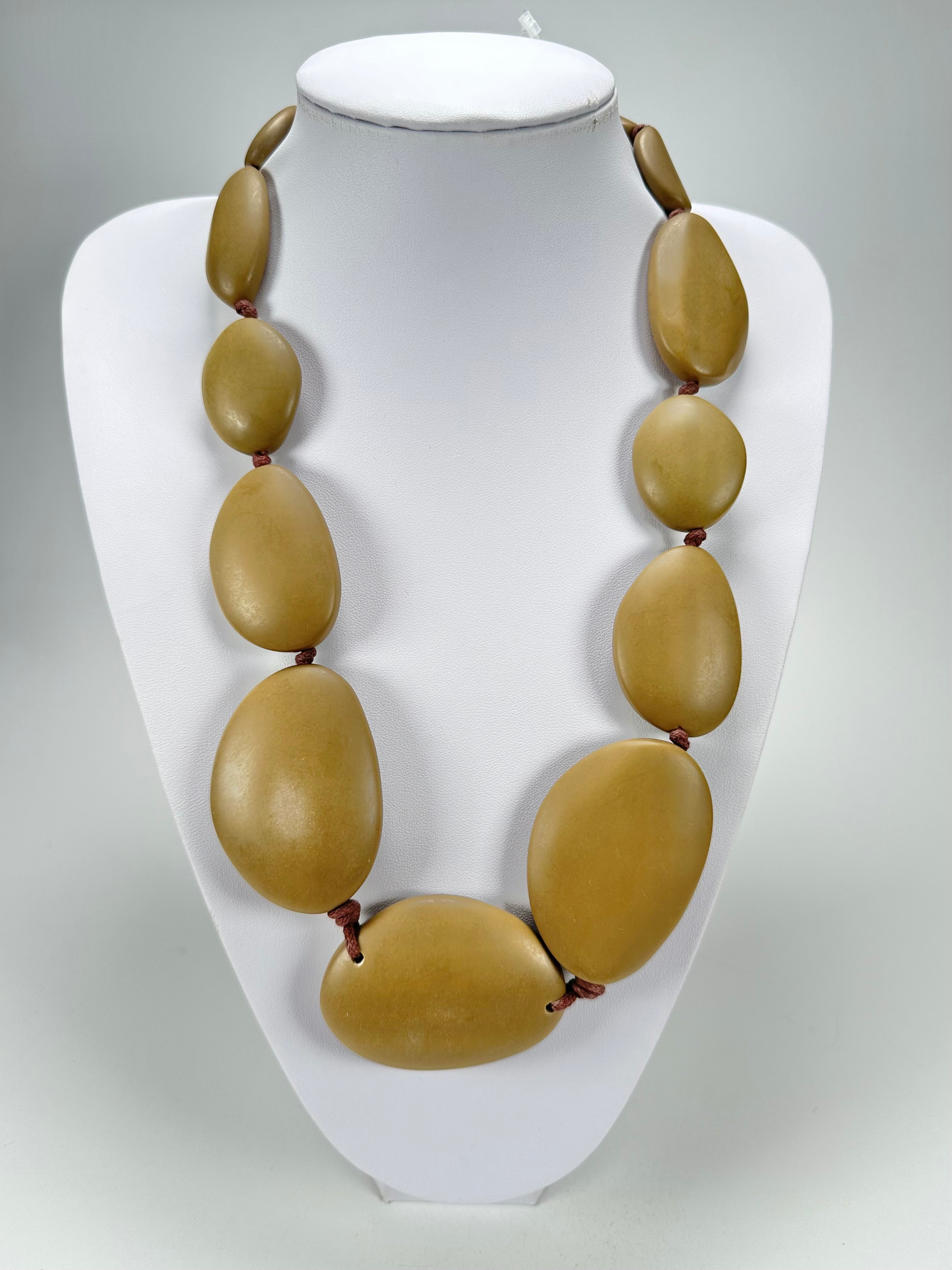 Jackie Brazil "Brown Matte" Long Flat Riverstones 65cm Necklace ( N3700 )