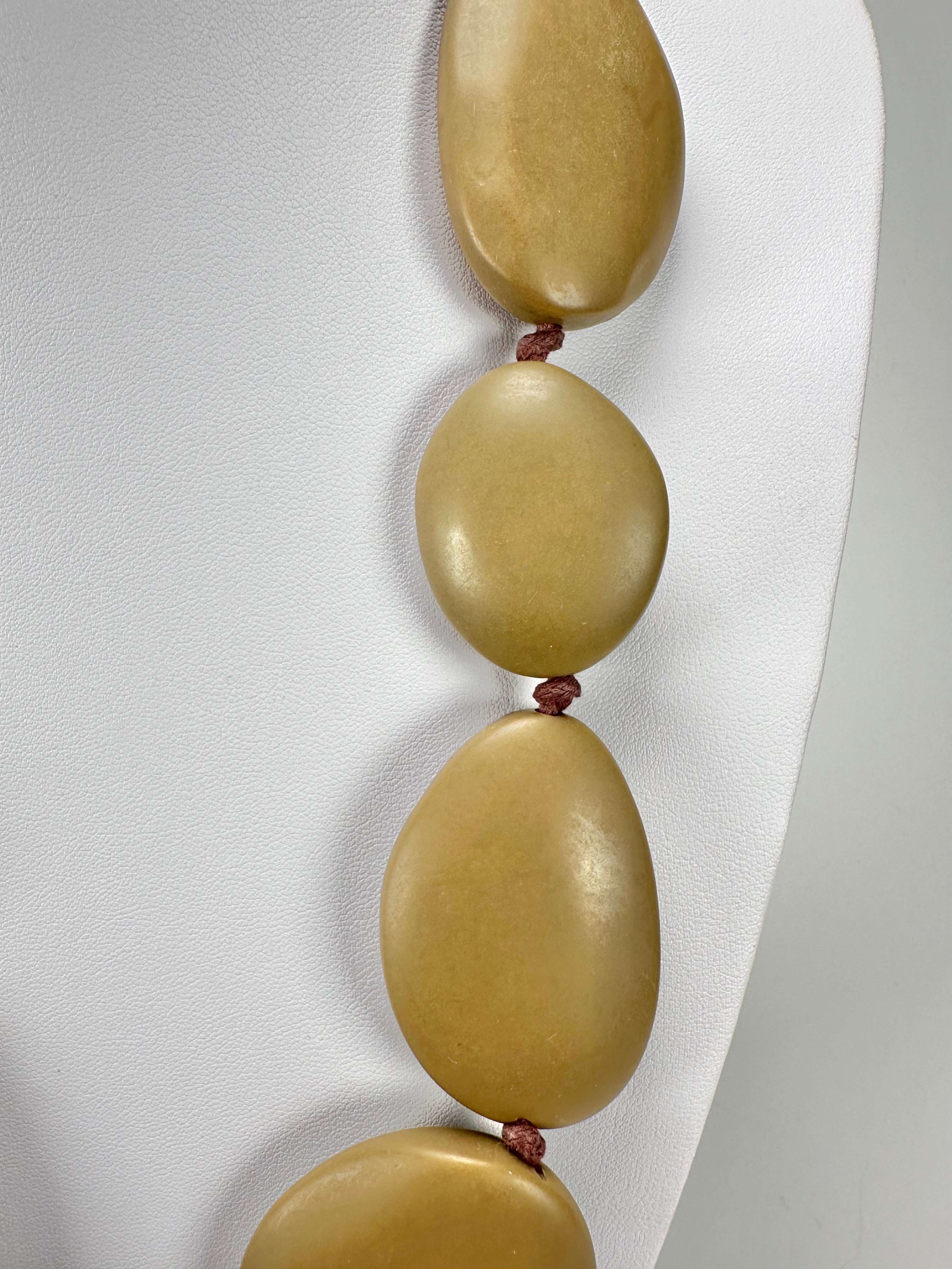 Jackie Brazil "Brown Matte" Long Flat Riverstones 65cm Necklace ( N3700 )