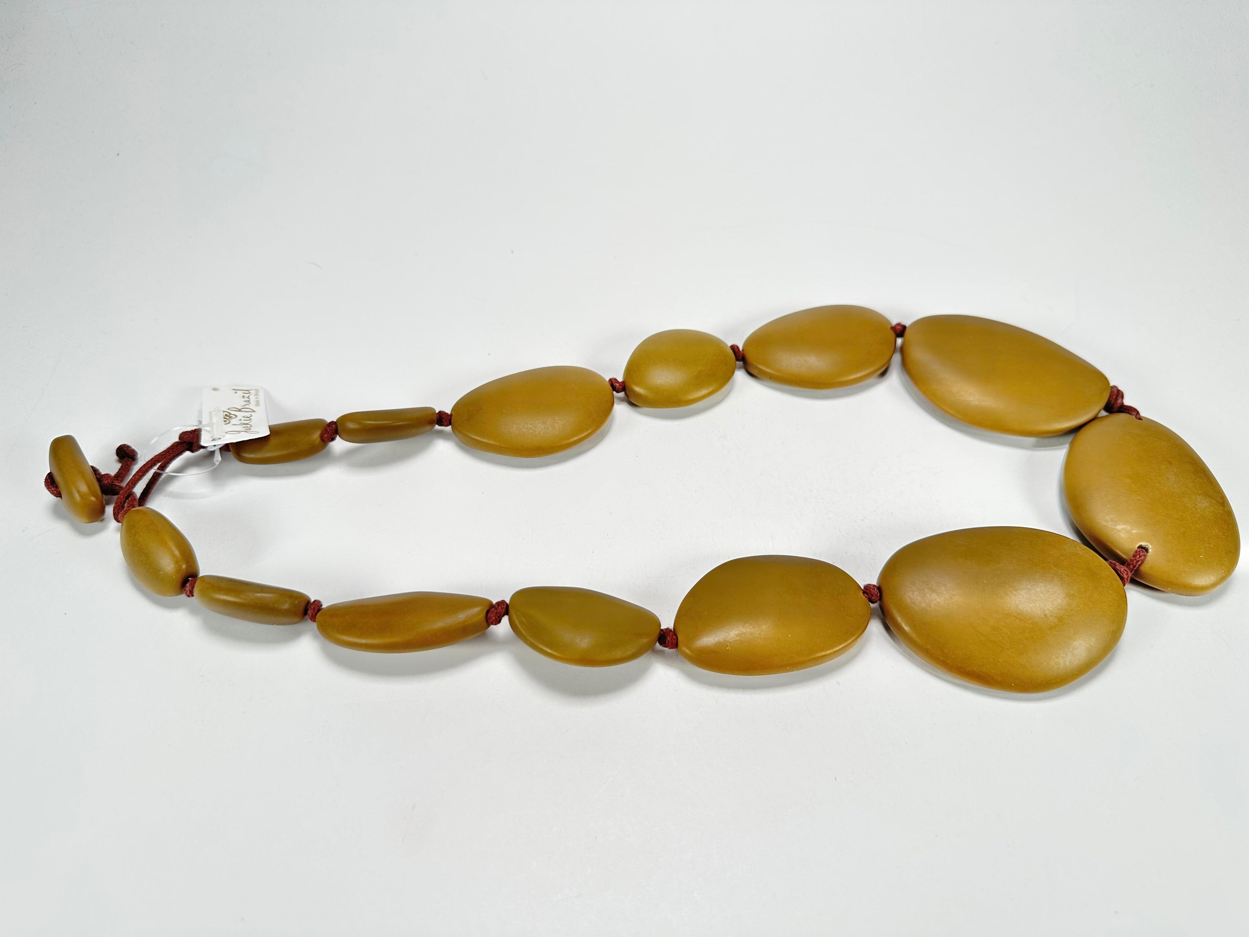 Jackie Brazil "Brown Matte" Long Flat Riverstones 65cm Necklace ( N3700 )