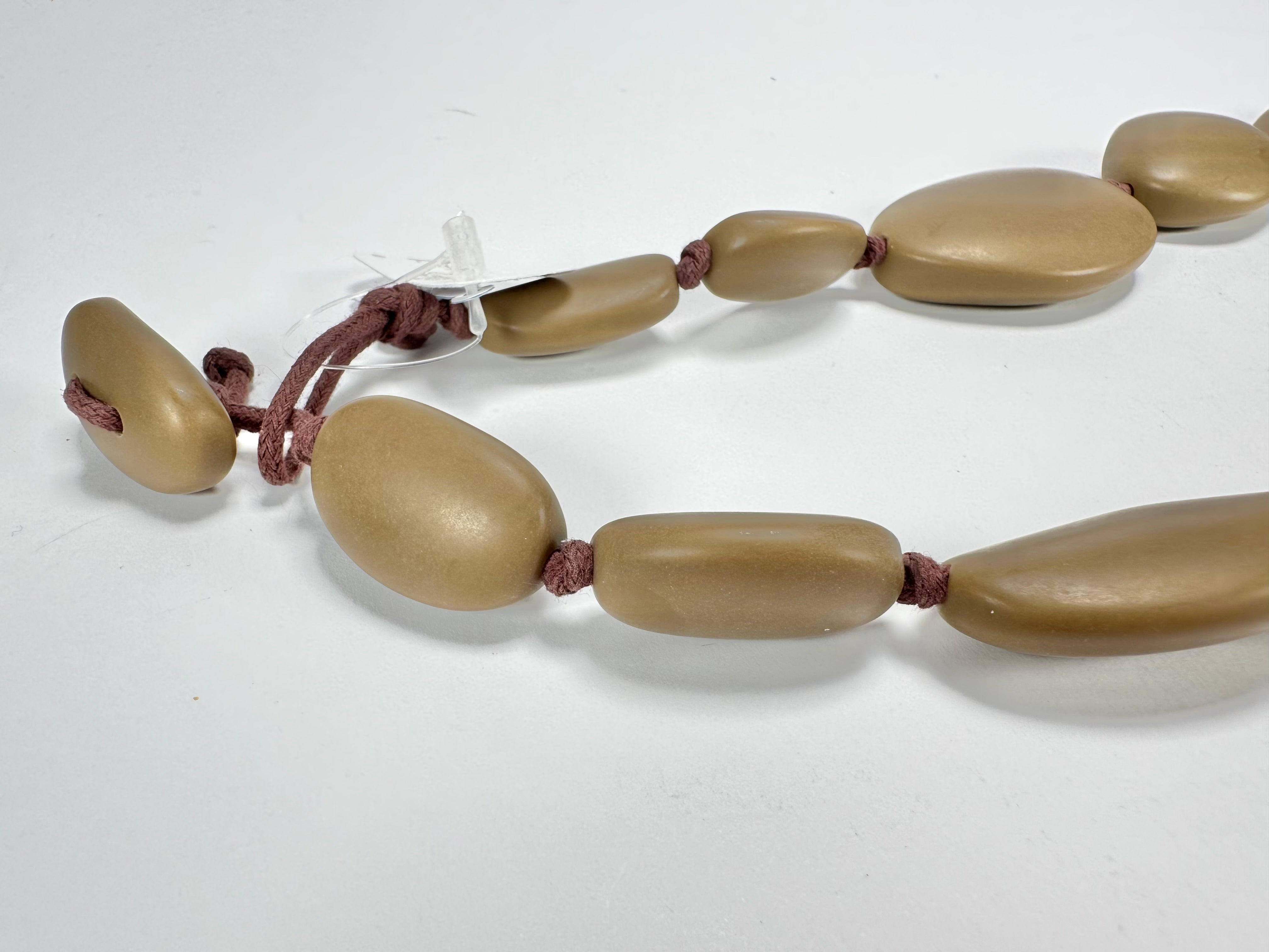 Jackie Brazil "Brown Matte" Long Flat Riverstones 65cm Necklace ( N3700 )