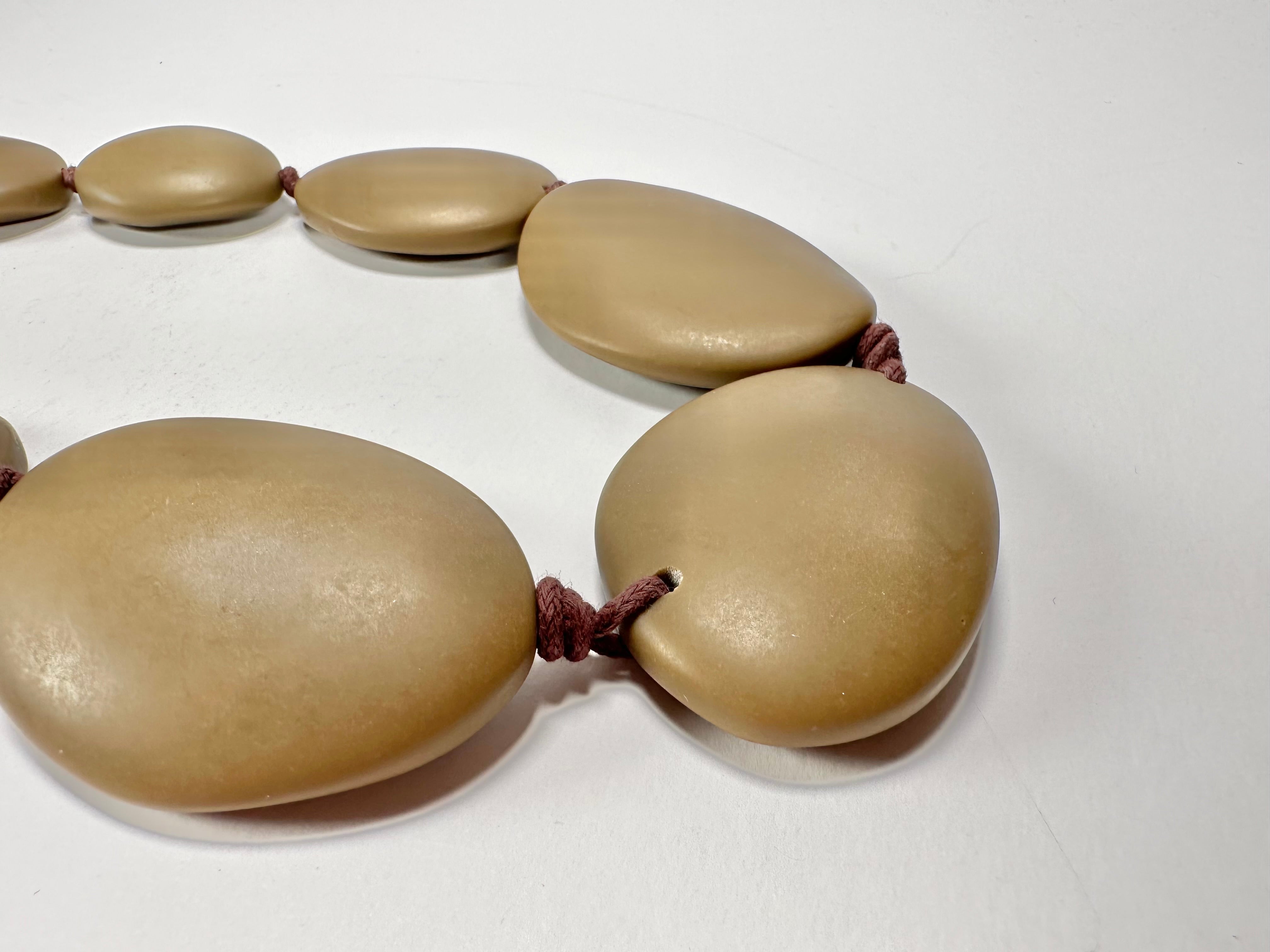 Jackie Brazil "Brown Matte" Long Flat Riverstones 65cm Necklace ( N3700 )