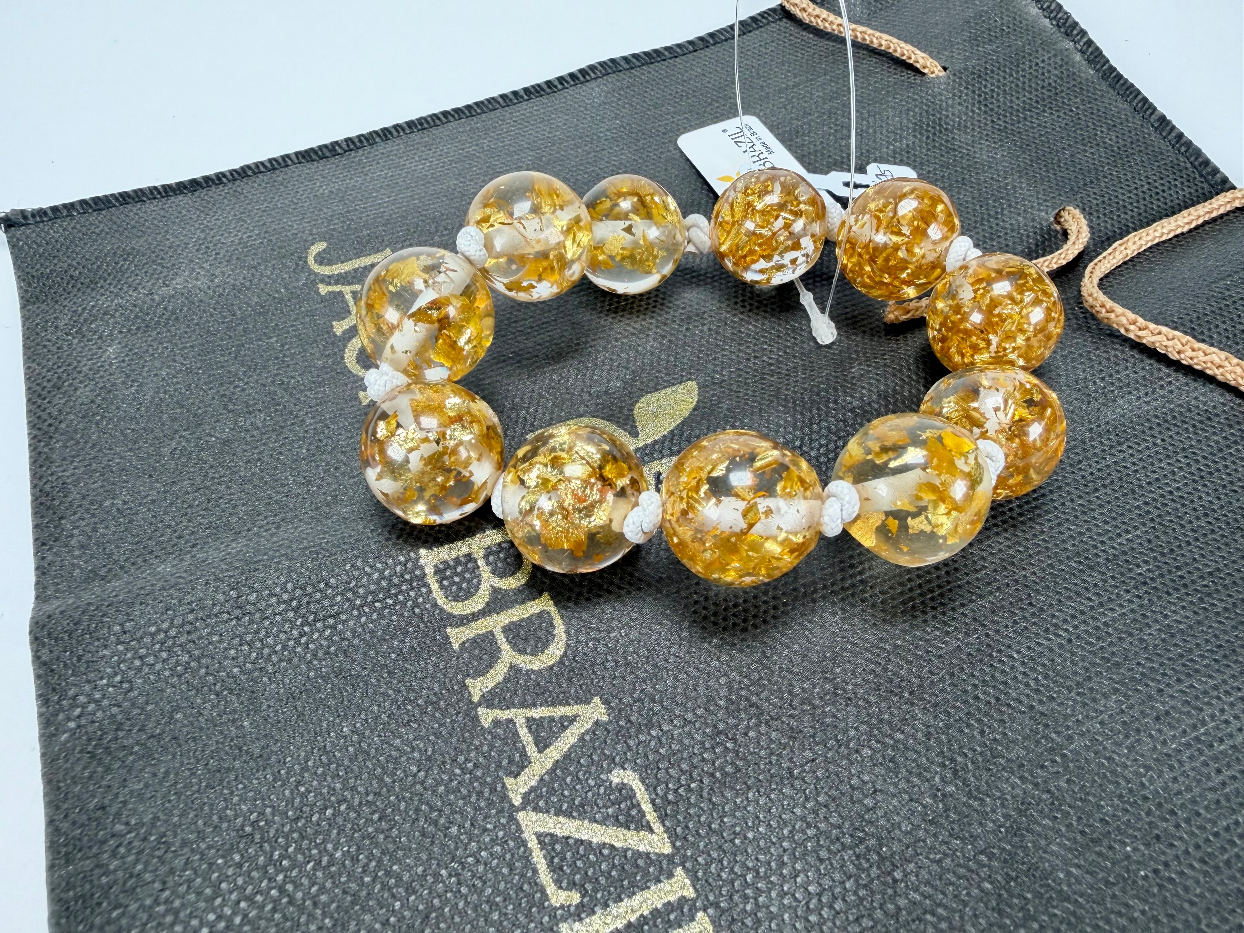 Jackie Brazil "Lola" Medium Spheres Gold Flakes Bracelet ( B2695 )