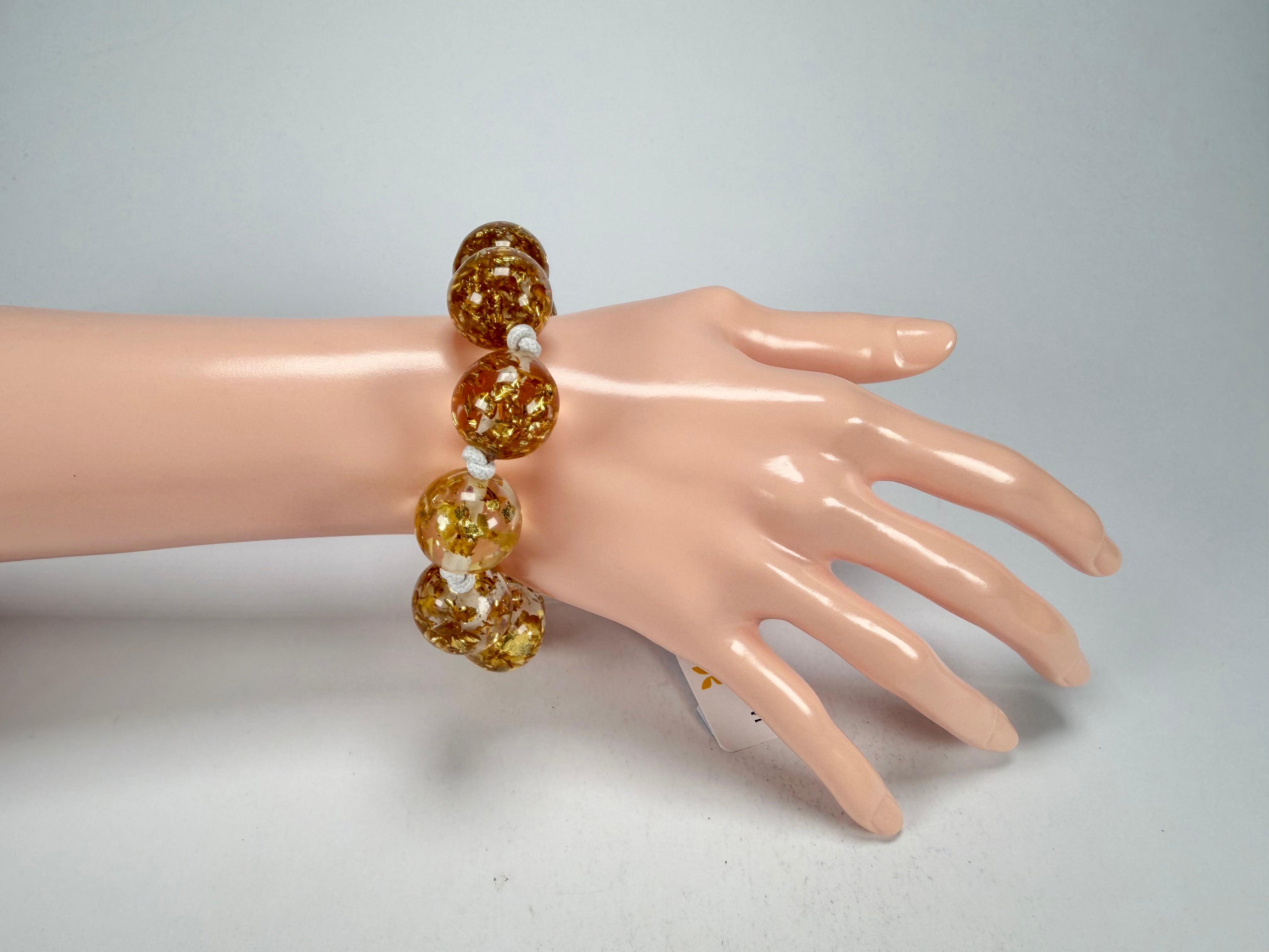 Jackie Brazil "Lola" Medium Spheres Gold Flakes Bracelet ( B2695 )