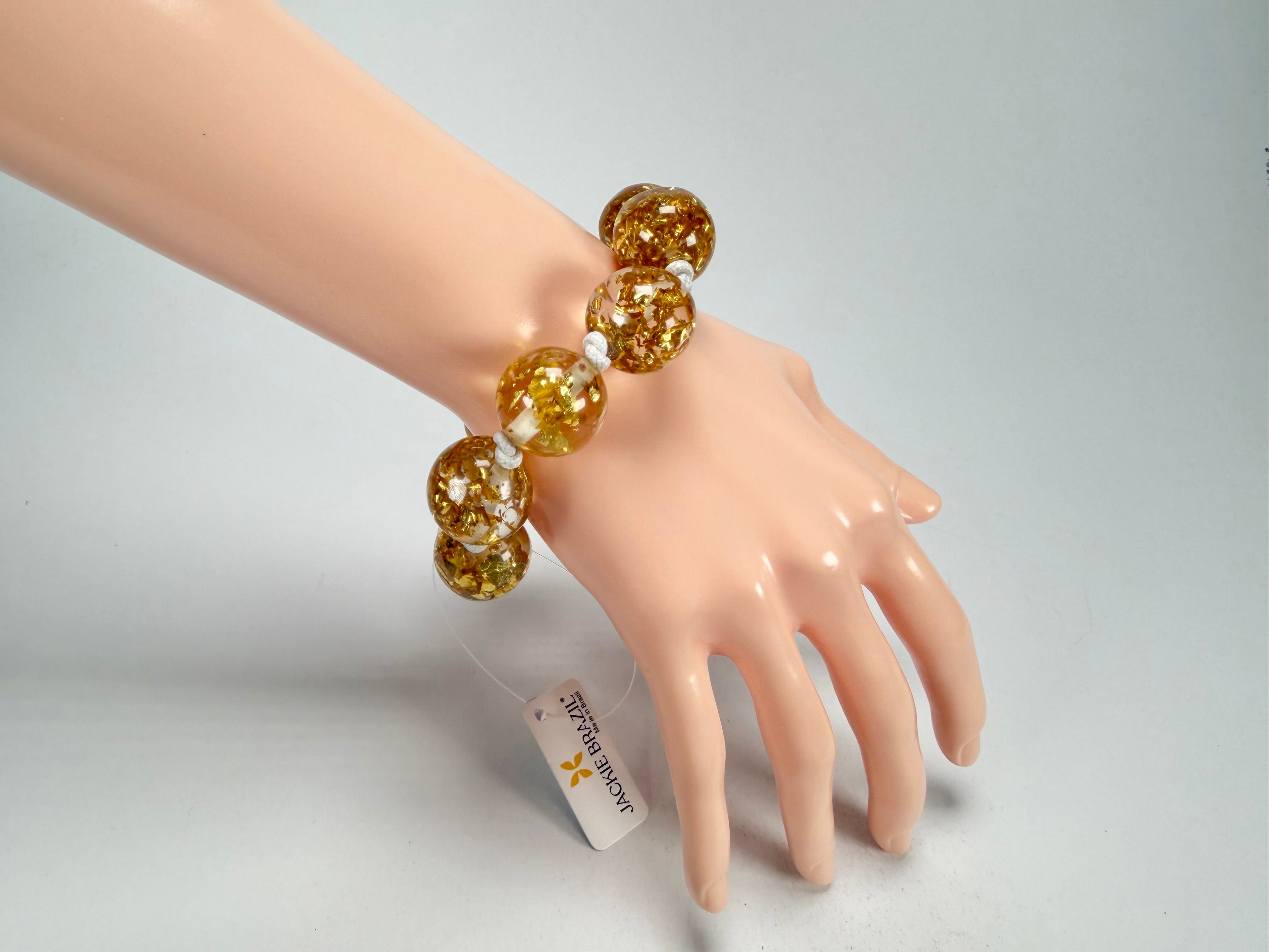 Jackie Brazil "Lola" Medium Spheres Gold Flakes Bracelet ( B2695 )