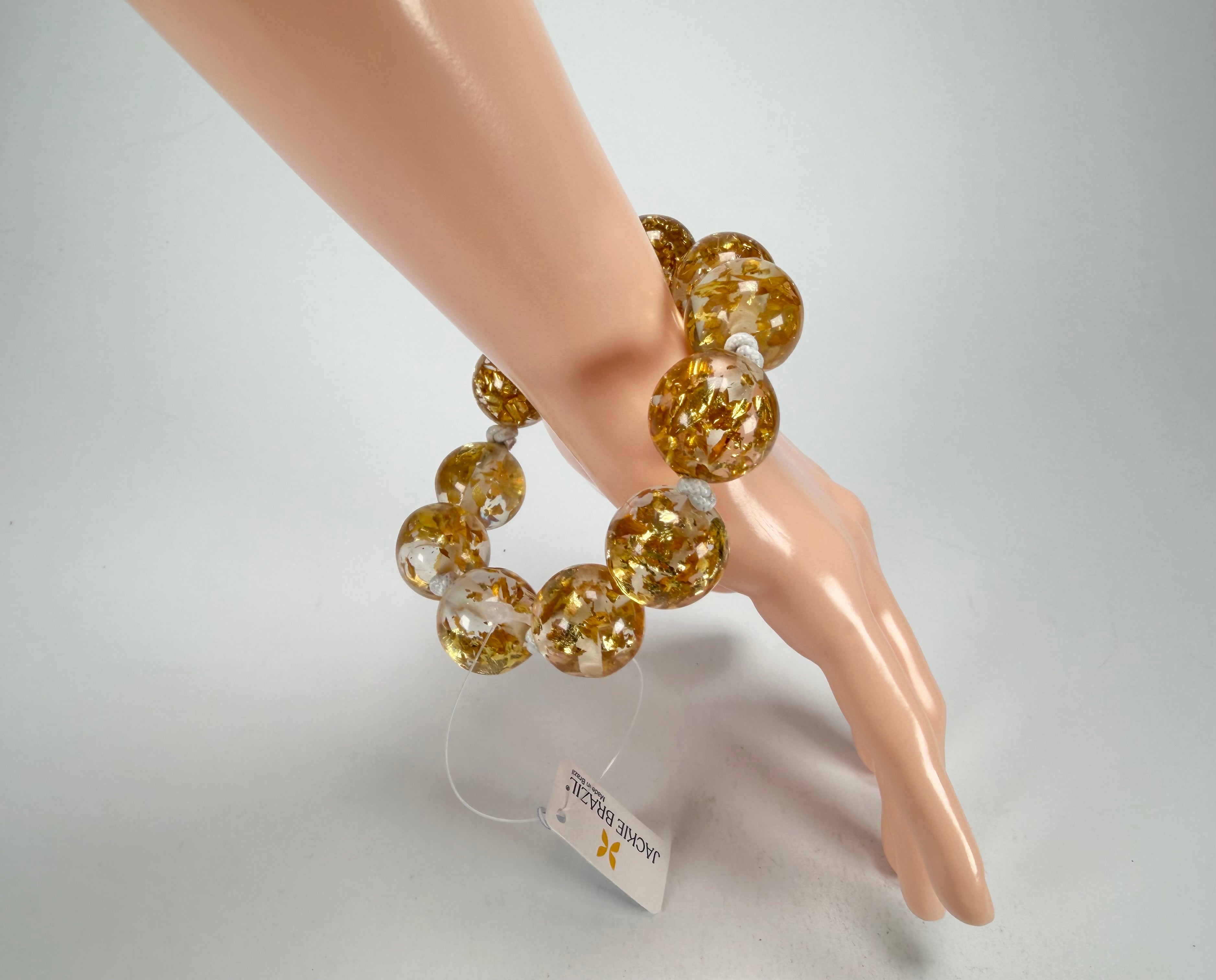 Jackie Brazil "Lola" Medium Spheres Gold Flakes Bracelet ( B2695 )