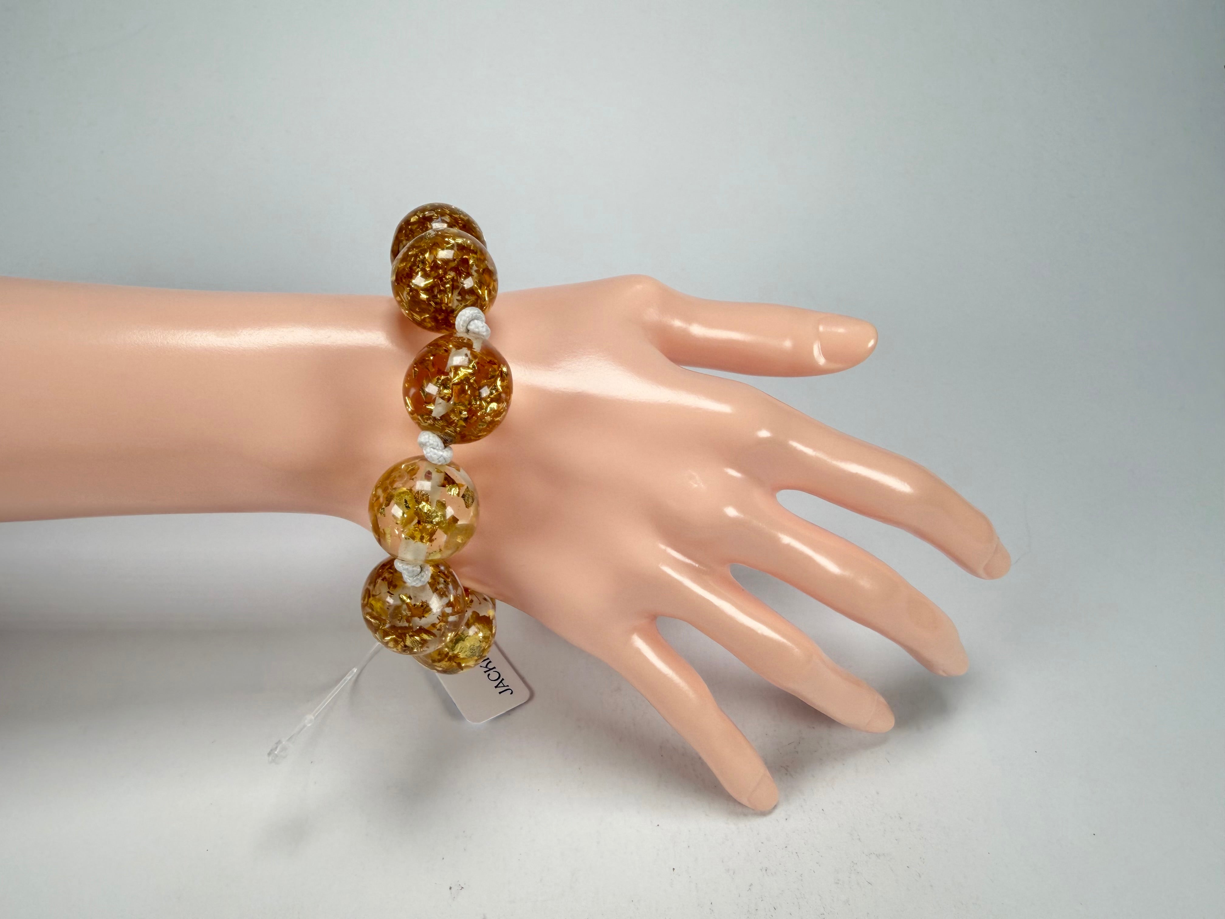 Jackie Brazil "Lola" Medium Spheres Gold Flakes Bracelet ( B2695 )
