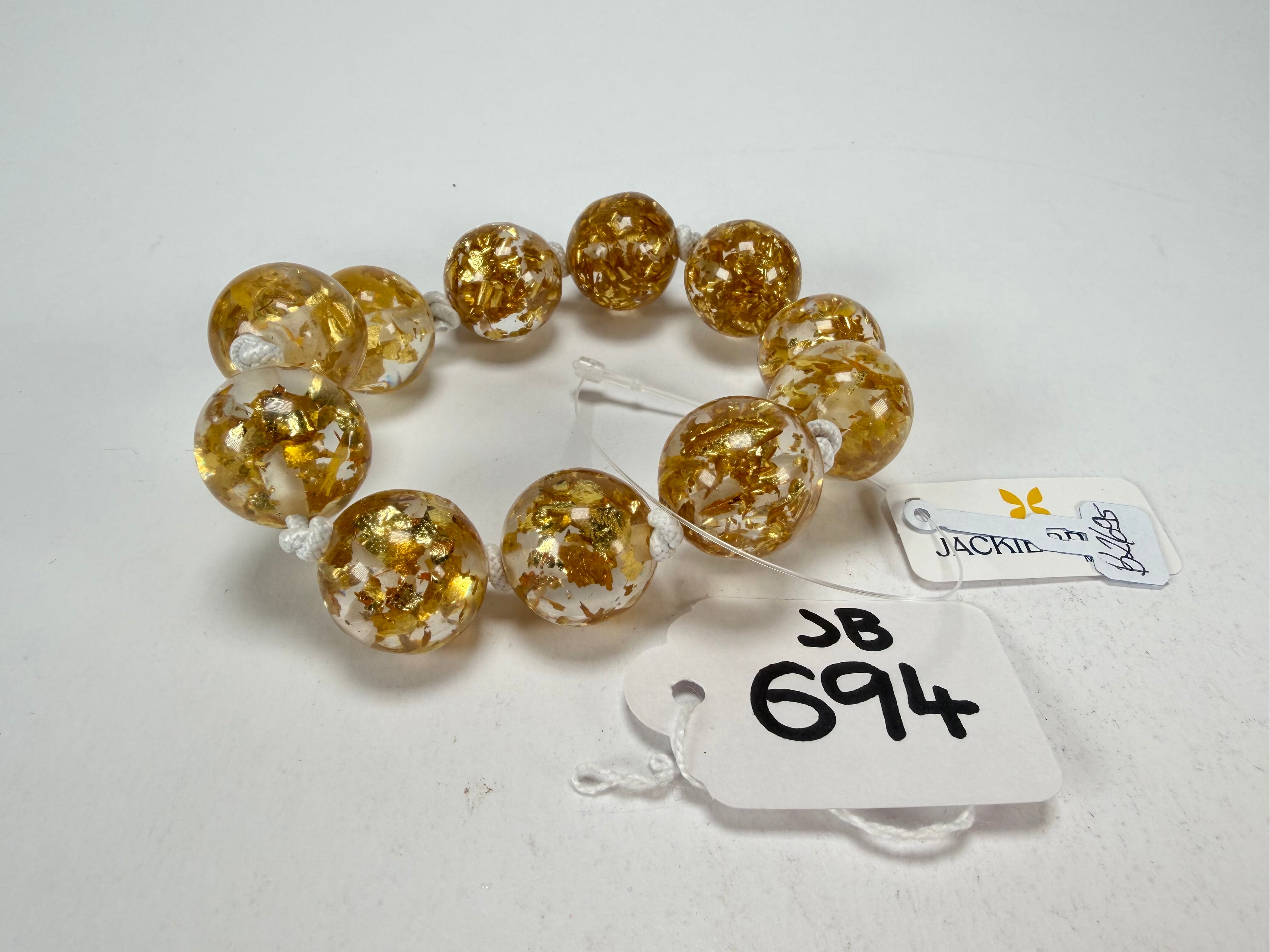 Jackie Brazil "Lola" Medium Spheres Gold Flakes Bracelet ( B2695 )
