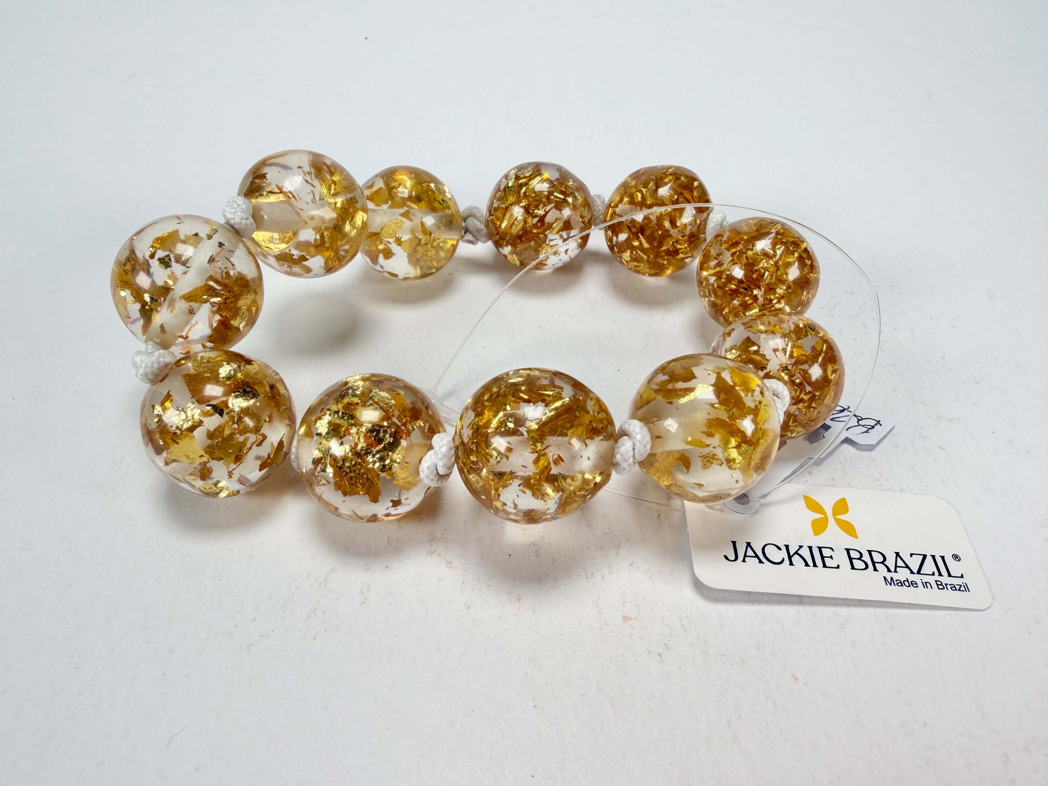 Jackie Brazil "Lola" Medium Spheres Gold Flakes Bracelet ( B2695 )