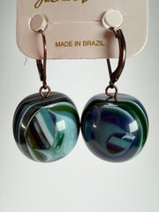 Jackie Brazil "Cat Eyes" Liquorice Balls Blue Mix Short Resin Earrings ( E0960 )