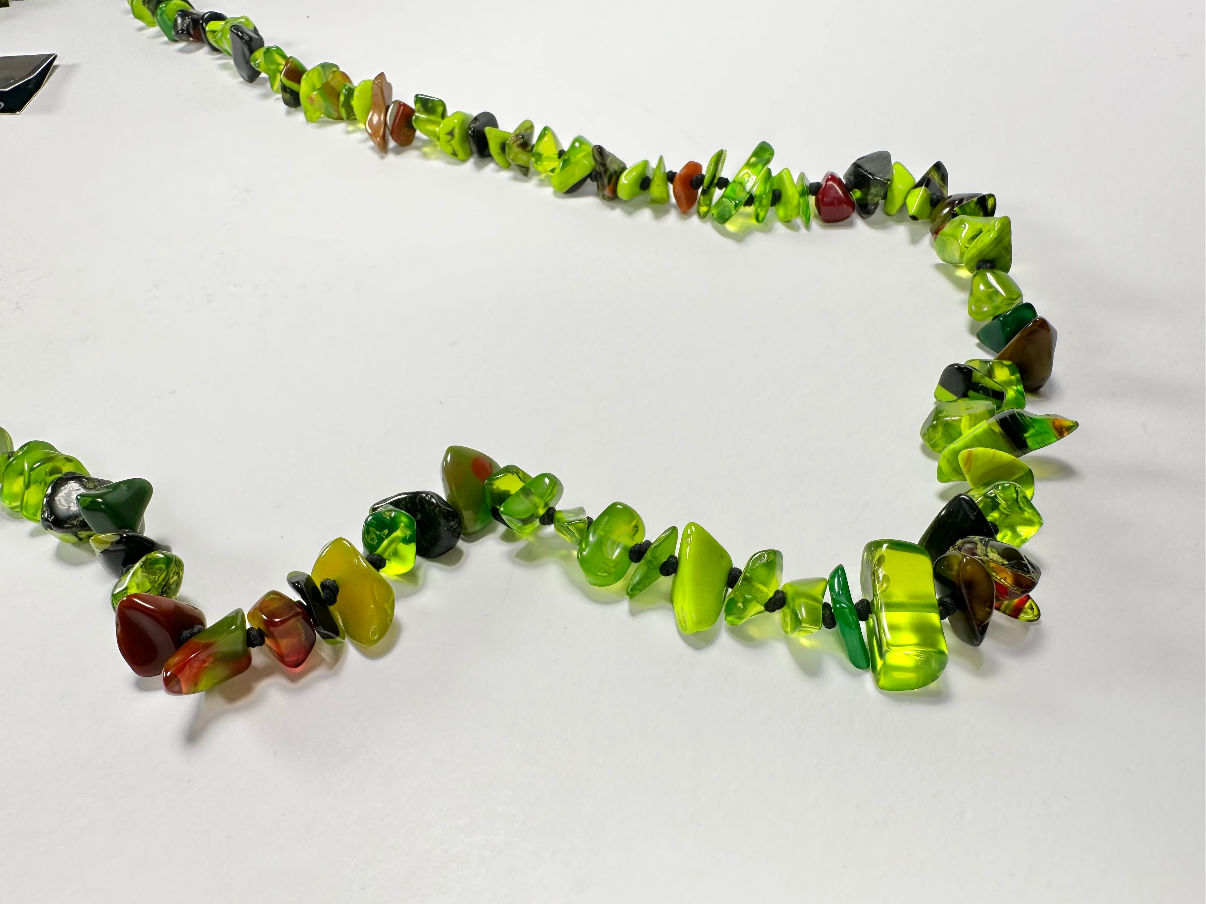 Jackie Brazil "Orient Express" 1 Strand Small Light Green Mix Bead Long 110cm Necklace ( N3571 )