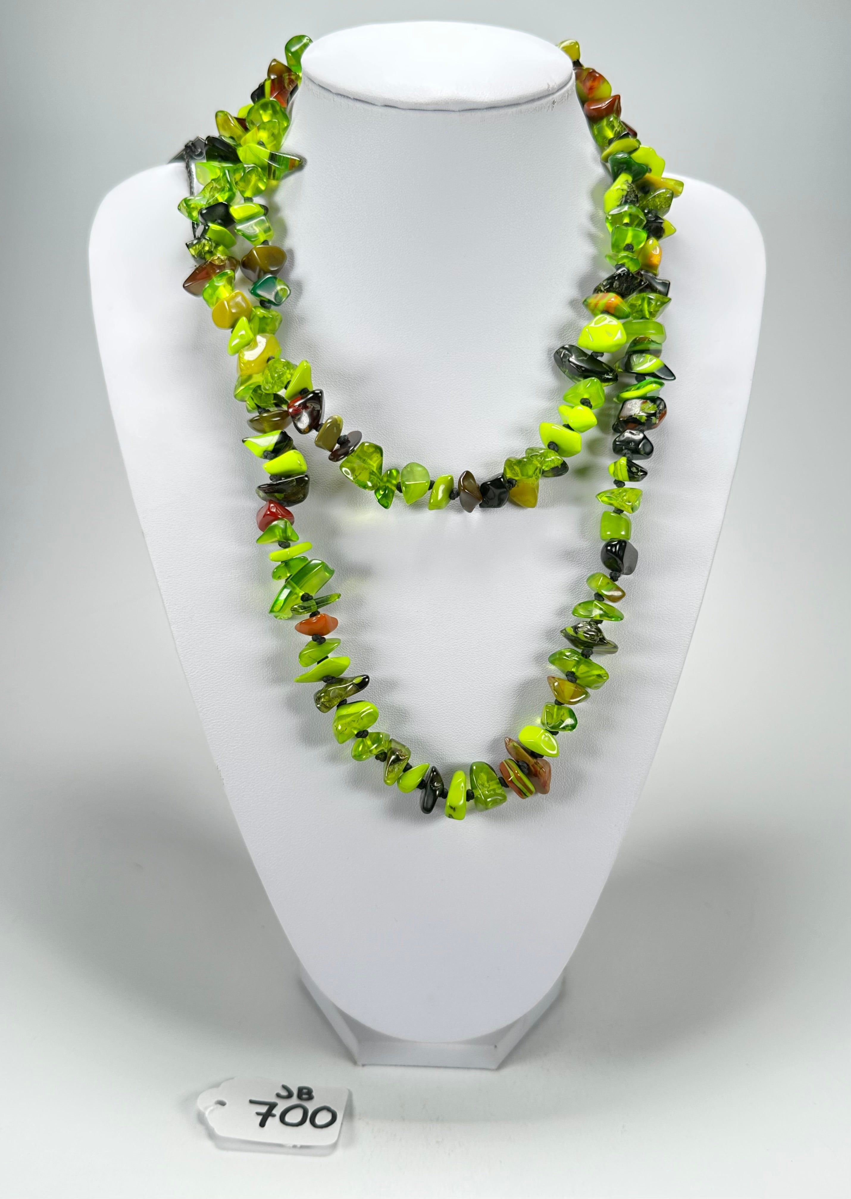 Jackie Brazil "Orient Express" 1 Strand Small Light Green Mix Bead Long 110cm Necklace ( N3571 )