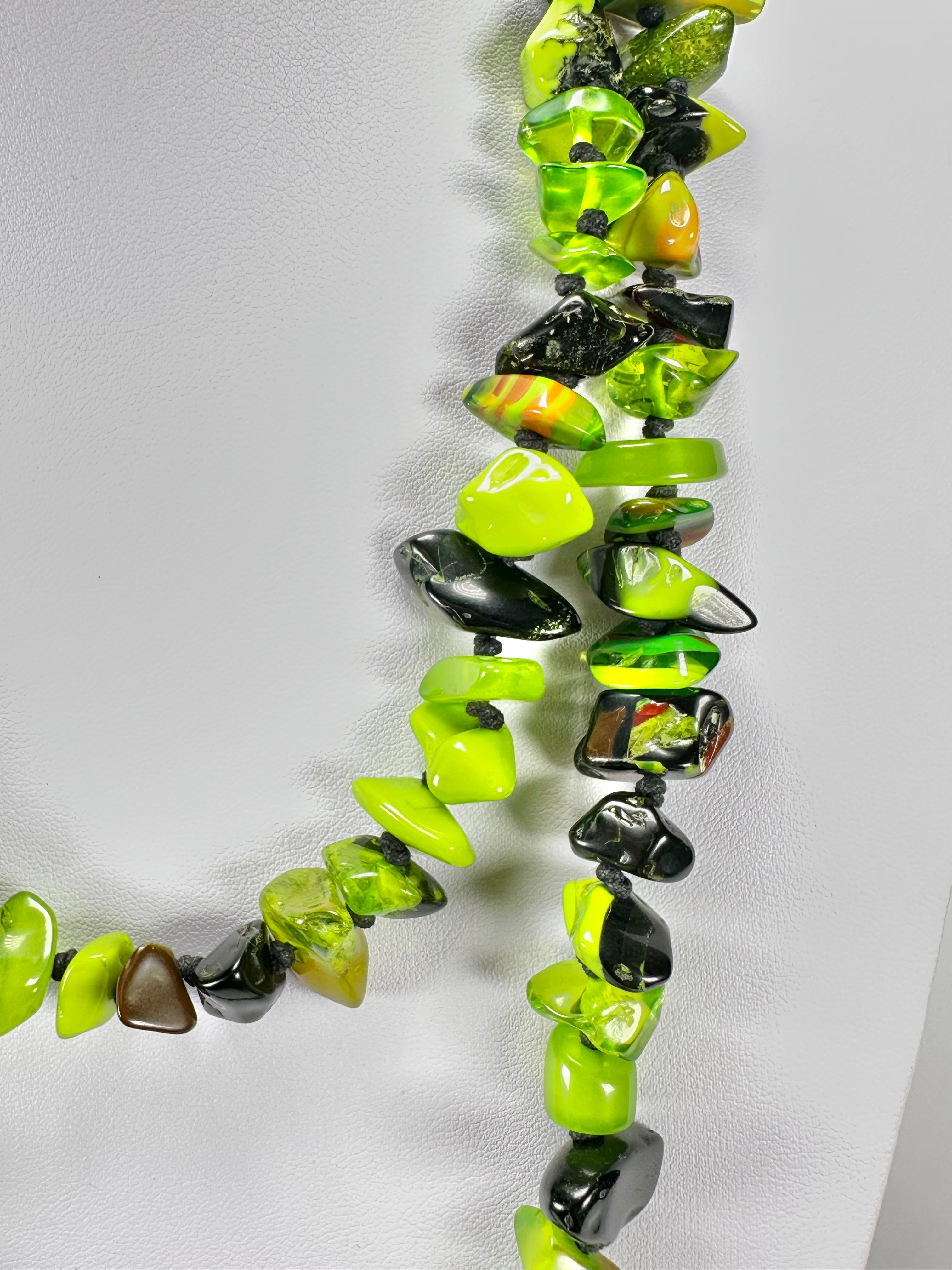 Jackie Brazil "Orient Express" 1 Strand Small Light Green Mix Bead Long 110cm Necklace ( N3571 )