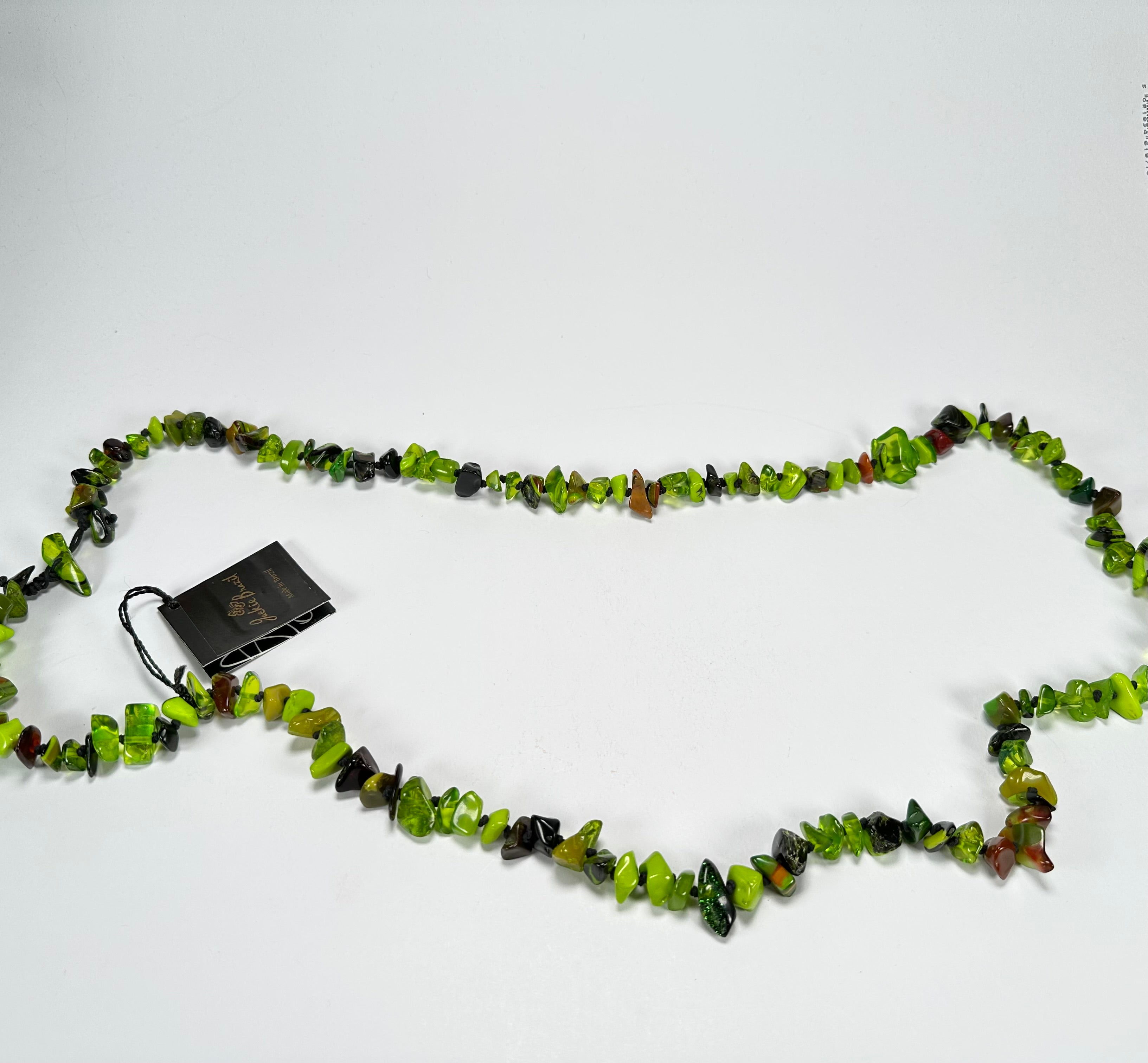 Jackie Brazil "Orient Express" 1 Strand Small Light Green Mix Bead Long 110cm Necklace ( N3571 )