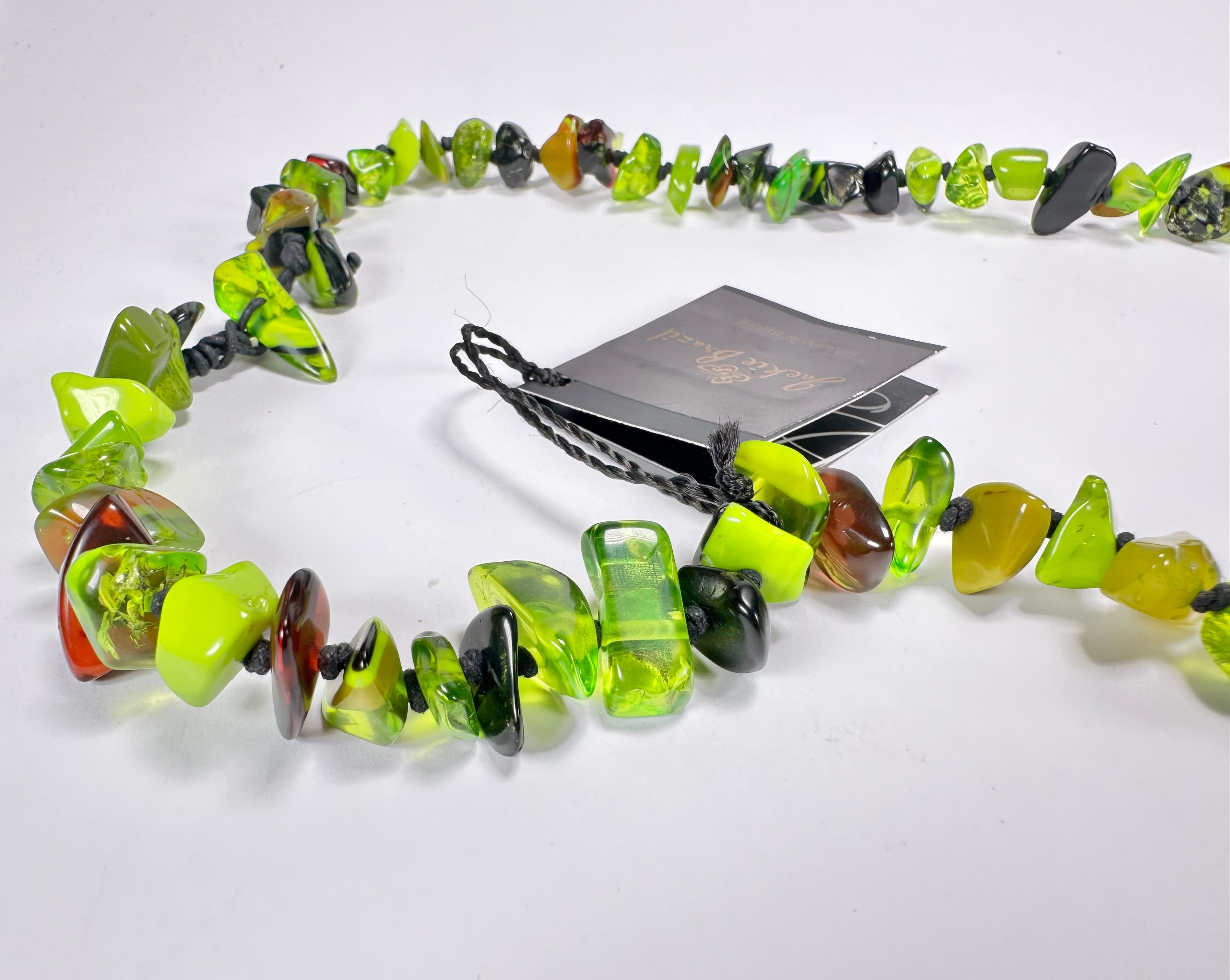 Jackie Brazil "Orient Express" 1 Strand Small Light Green Mix Bead Long 110cm Necklace ( N3571 )