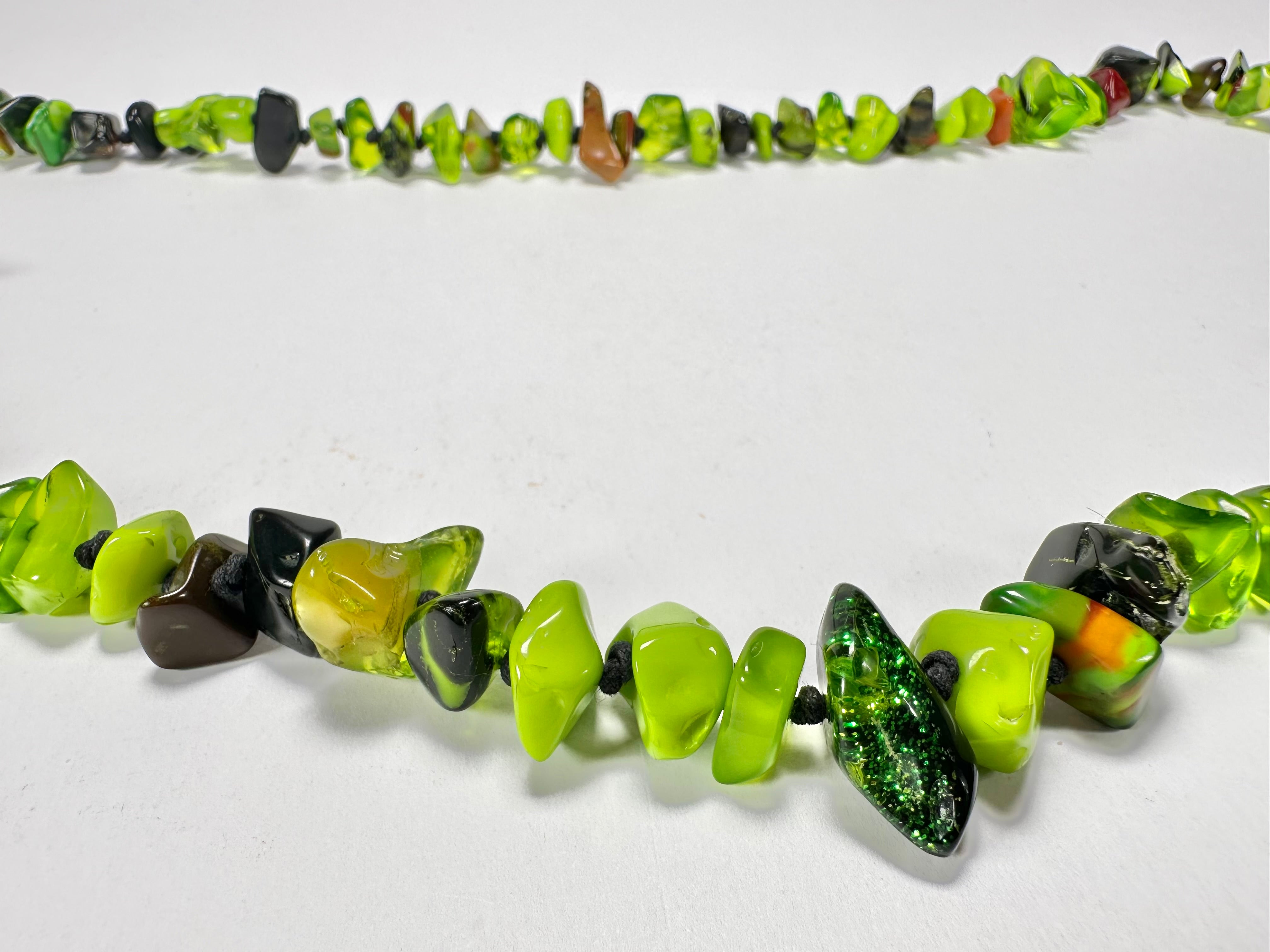 Jackie Brazil "Orient Express" 1 Strand Small Light Green Mix Bead Long 110cm Necklace ( N3571 )