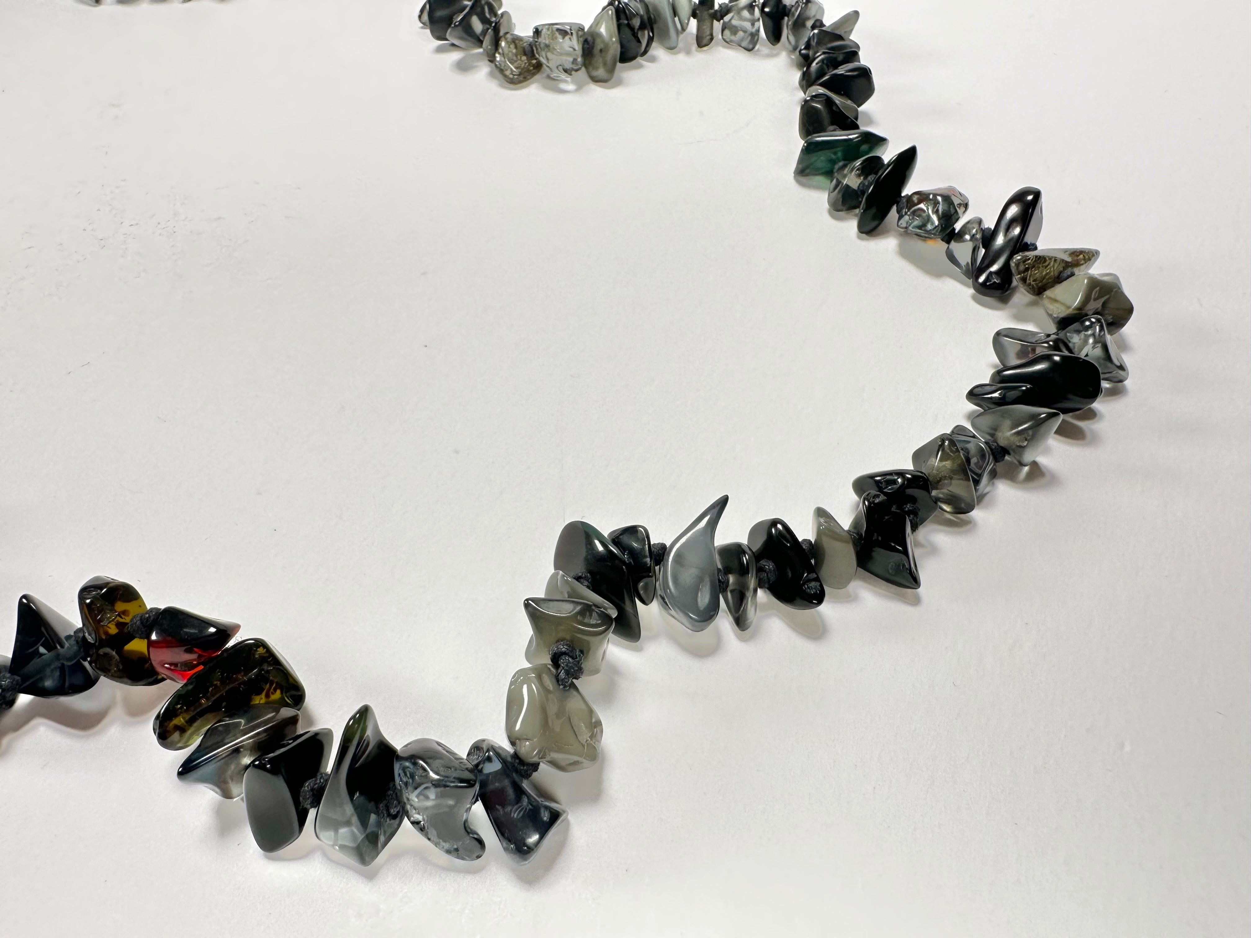Jackie Brazil "Orient Express" 1 Strand Small Grey Mix Bead Long 110cm Necklace ( N3571 )