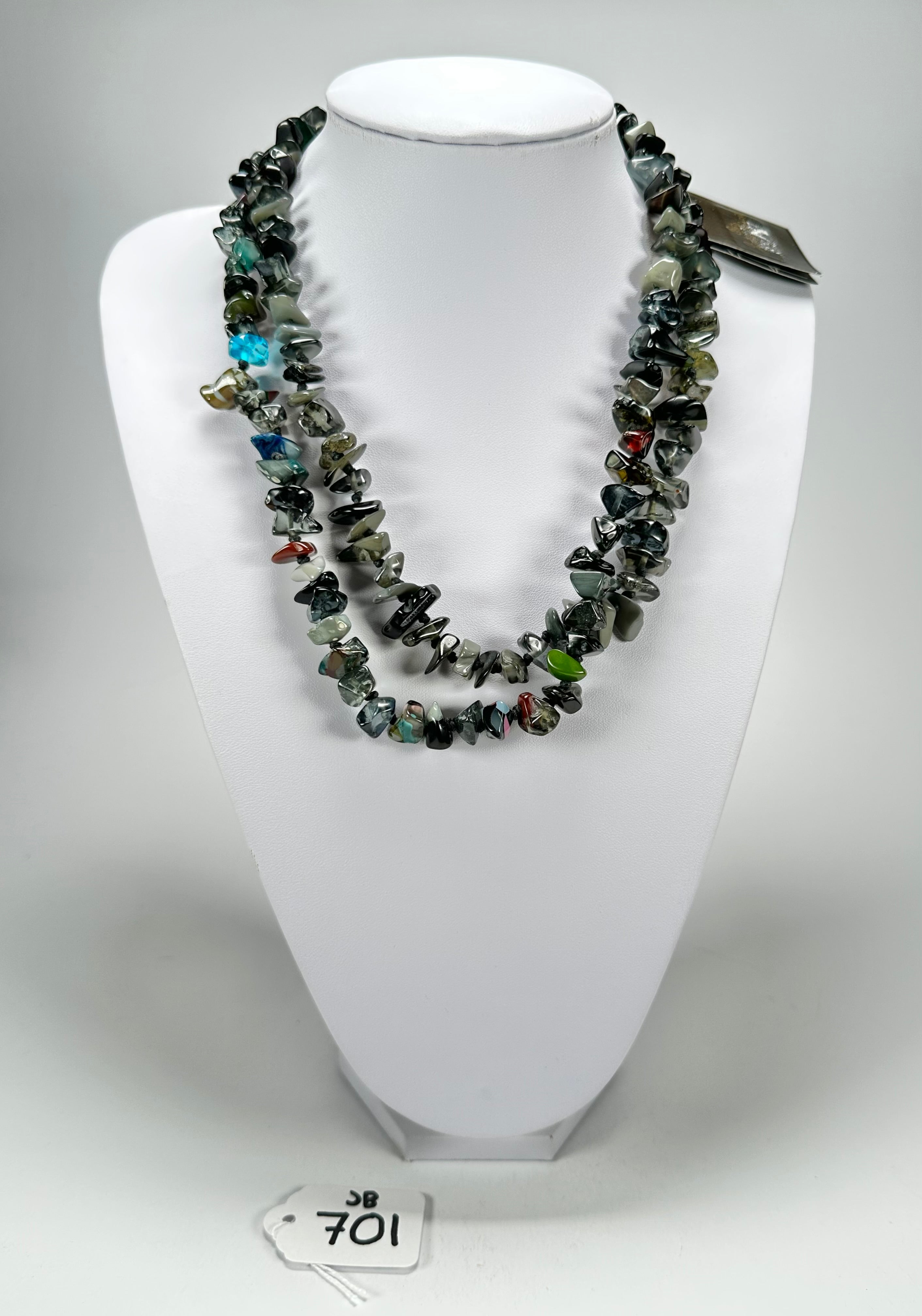 Jackie Brazil "Orient Express" 1 Strand Small Grey Mix Bead Long 110cm Necklace ( N3571 )