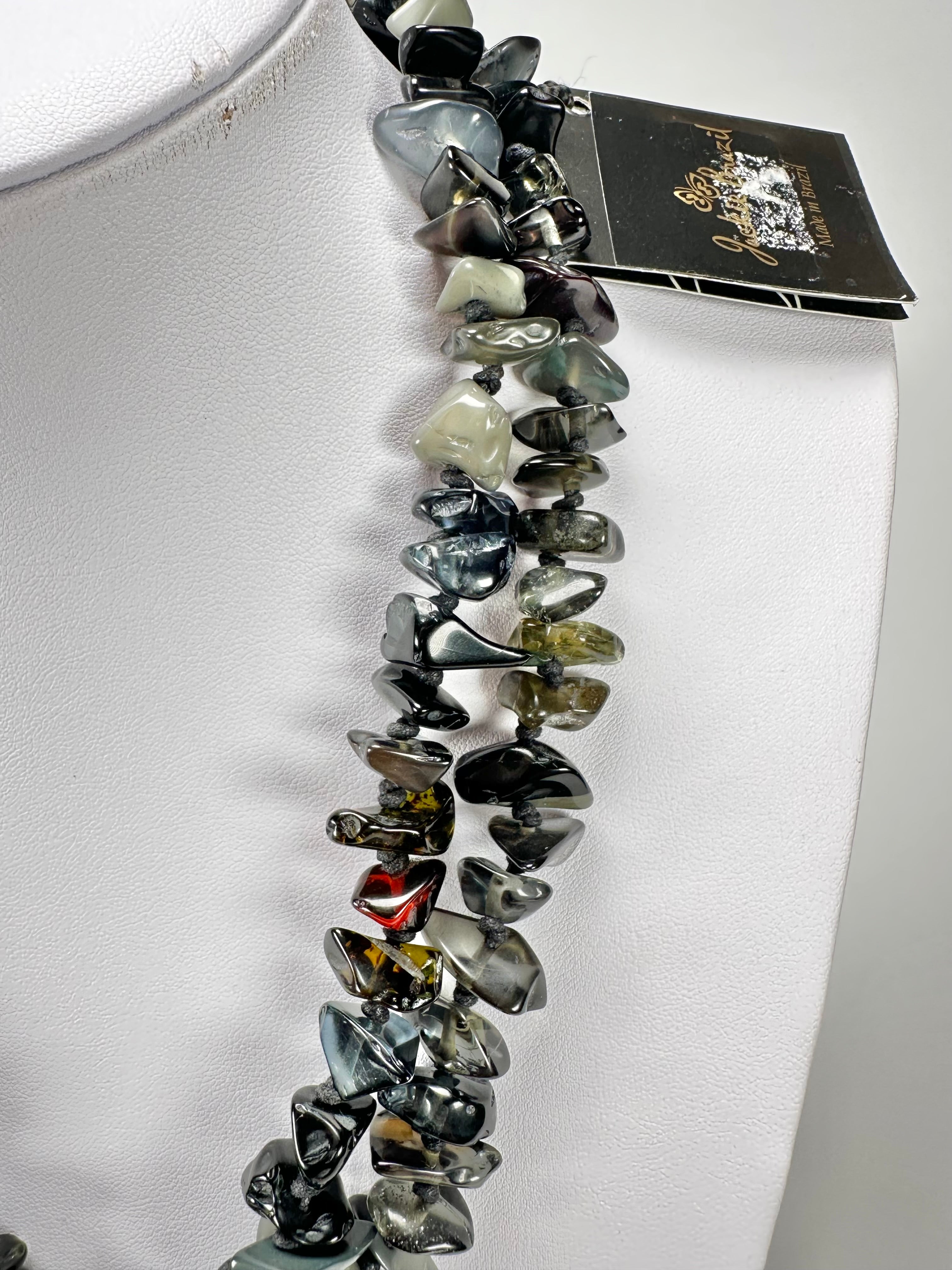 Jackie Brazil "Orient Express" 1 Strand Small Grey Mix Bead Long 110cm Necklace ( N3571 )