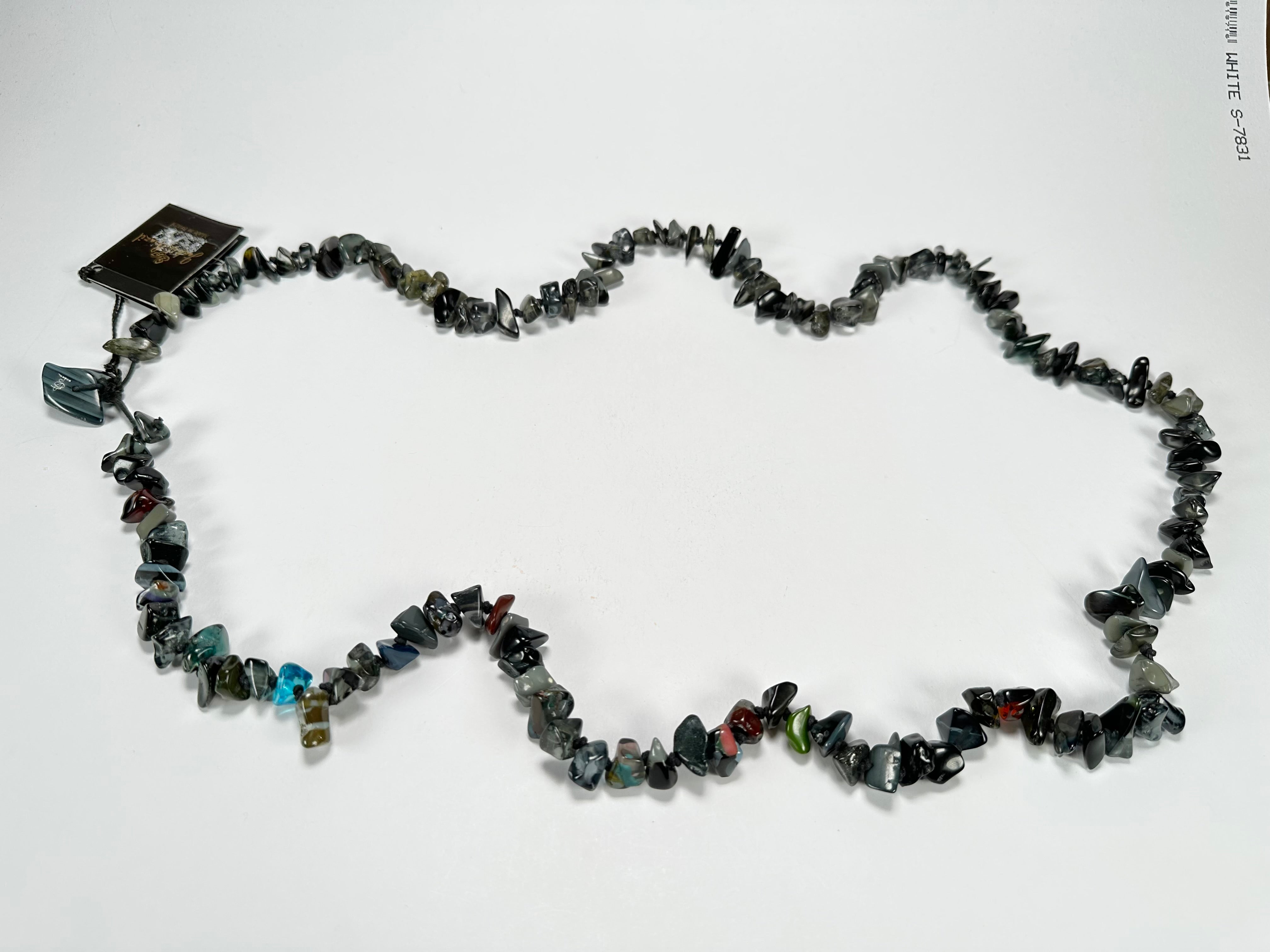 Jackie Brazil "Orient Express" 1 Strand Small Grey Mix Bead Long 110cm Necklace ( N3571 )