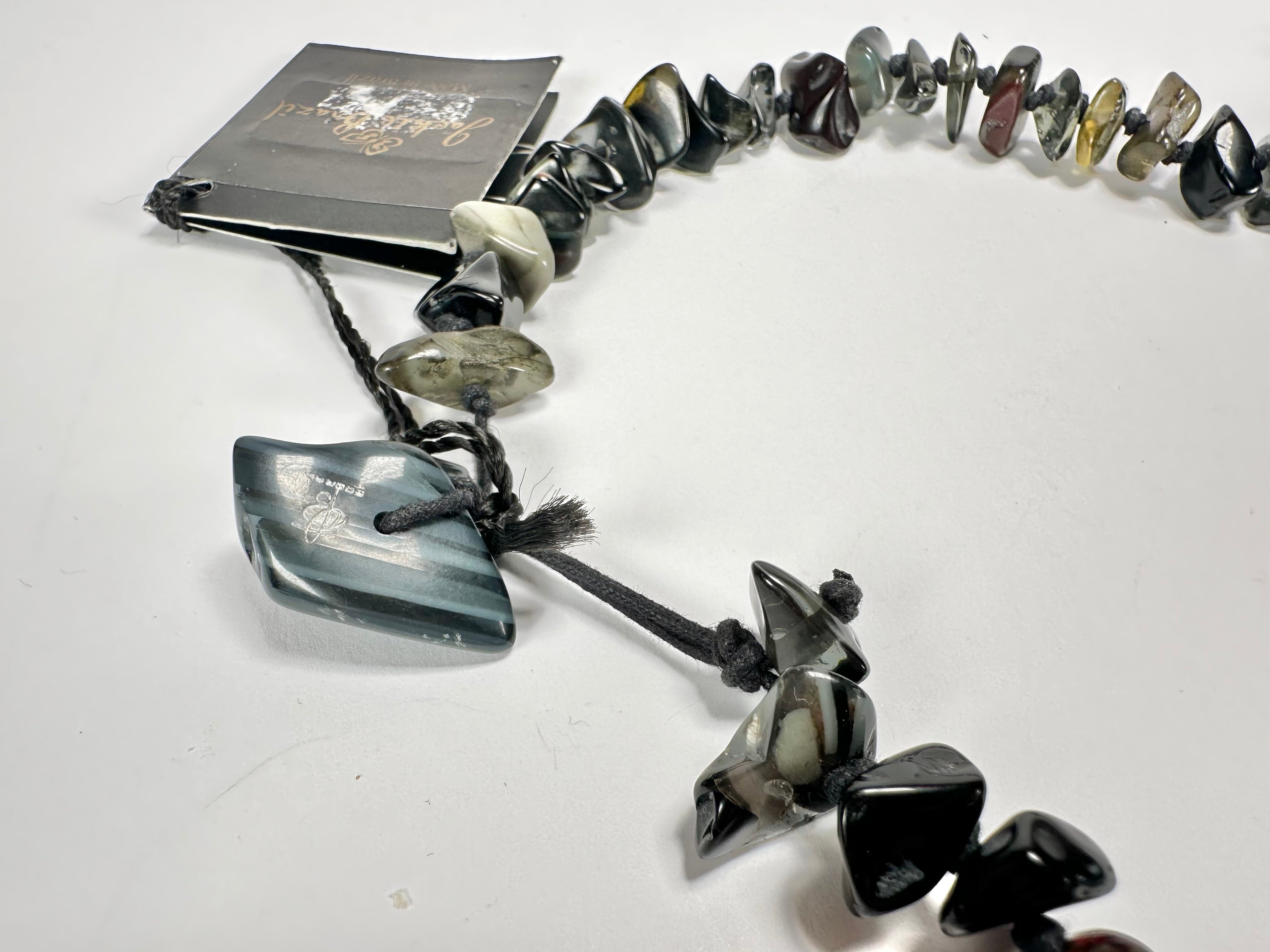 Jackie Brazil "Orient Express" 1 Strand Small Grey Mix Bead Long 110cm Necklace ( N3571 )