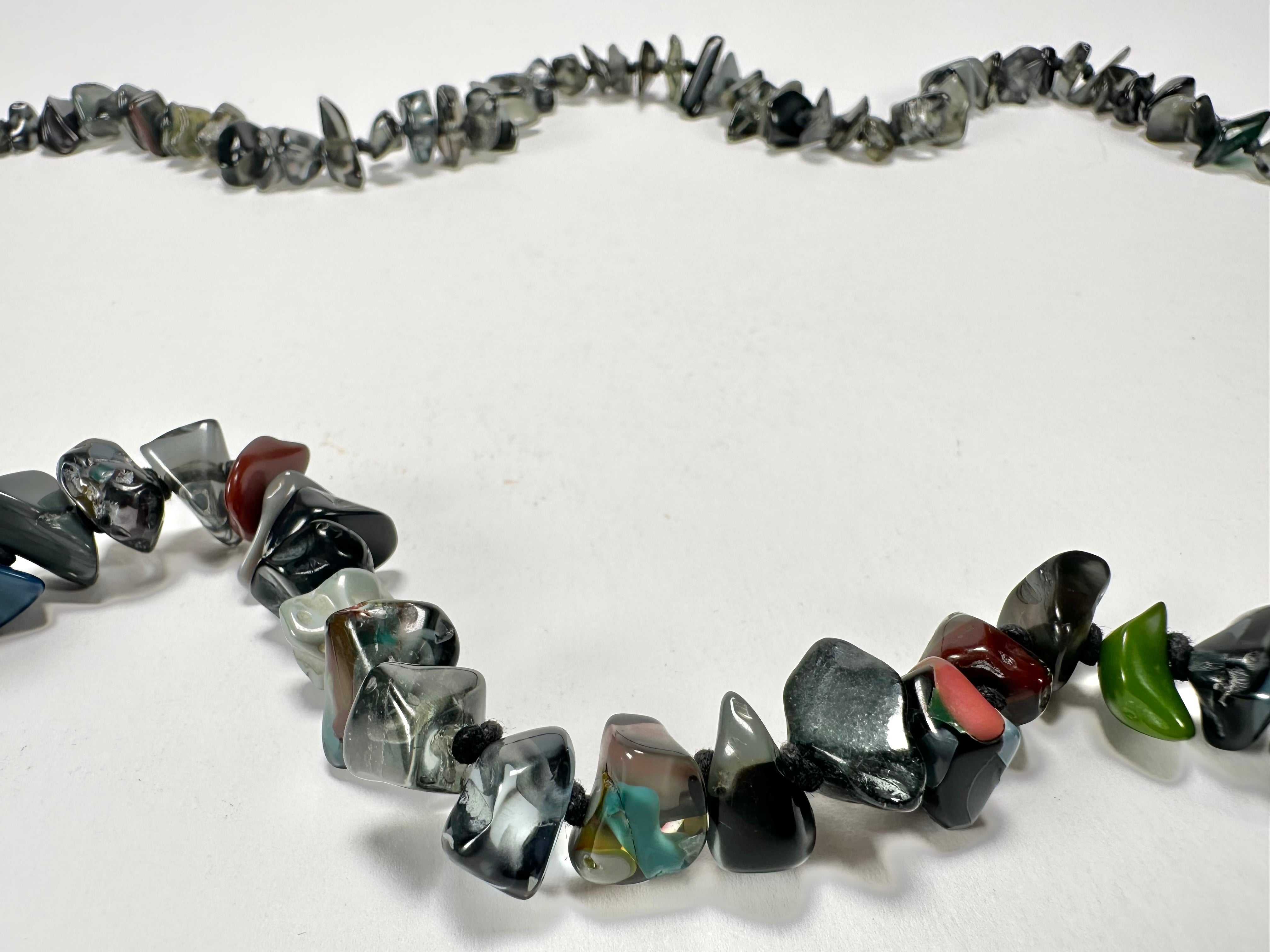 Jackie Brazil "Orient Express" 1 Strand Small Grey Mix Bead Long 110cm Necklace ( N3571 )