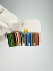 Jackie Brazil "Liquorice" Mix Colours Small Square Resin Earrings ( E0074 )