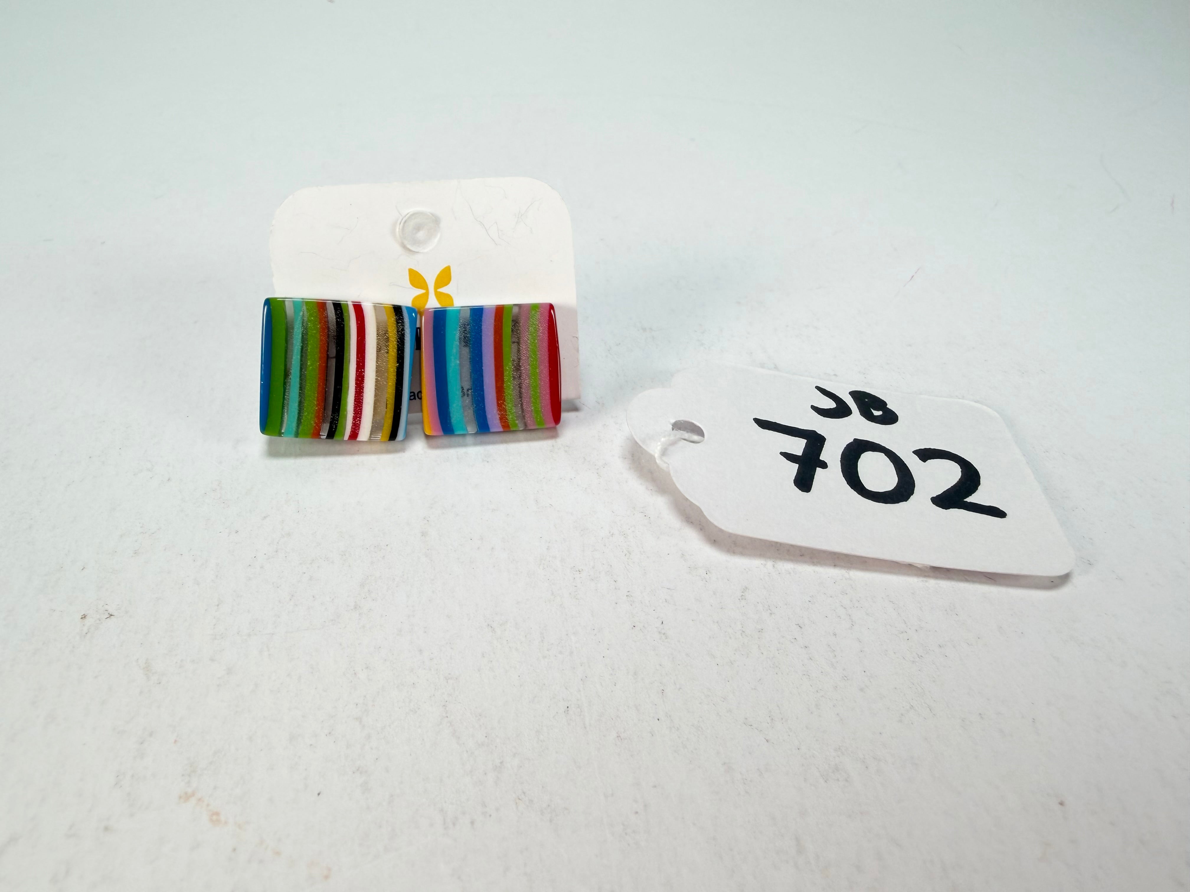 Jackie Brazil "Liquorice" Mix Colours Small Square Resin Earrings ( E0074 )
