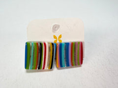Jackie Brazil "Liquorice" Mix Colours Small Square Resin Earrings ( E0074 )