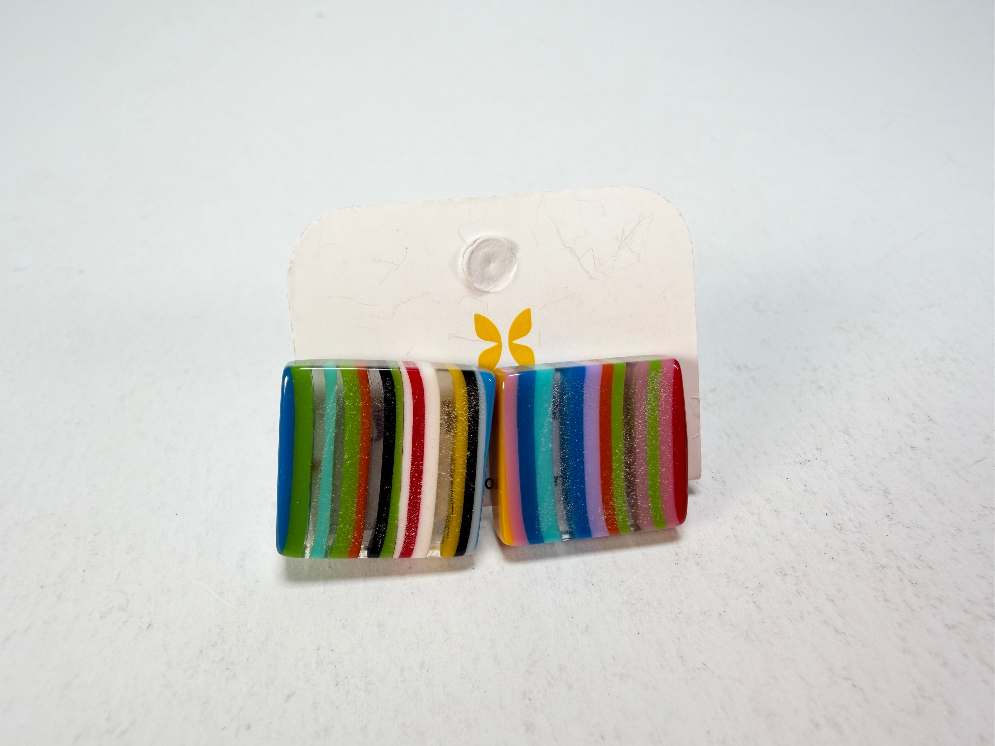 Jackie Brazil "Liquorice" Mix Colours Small Square Resin Earrings ( E0074 )