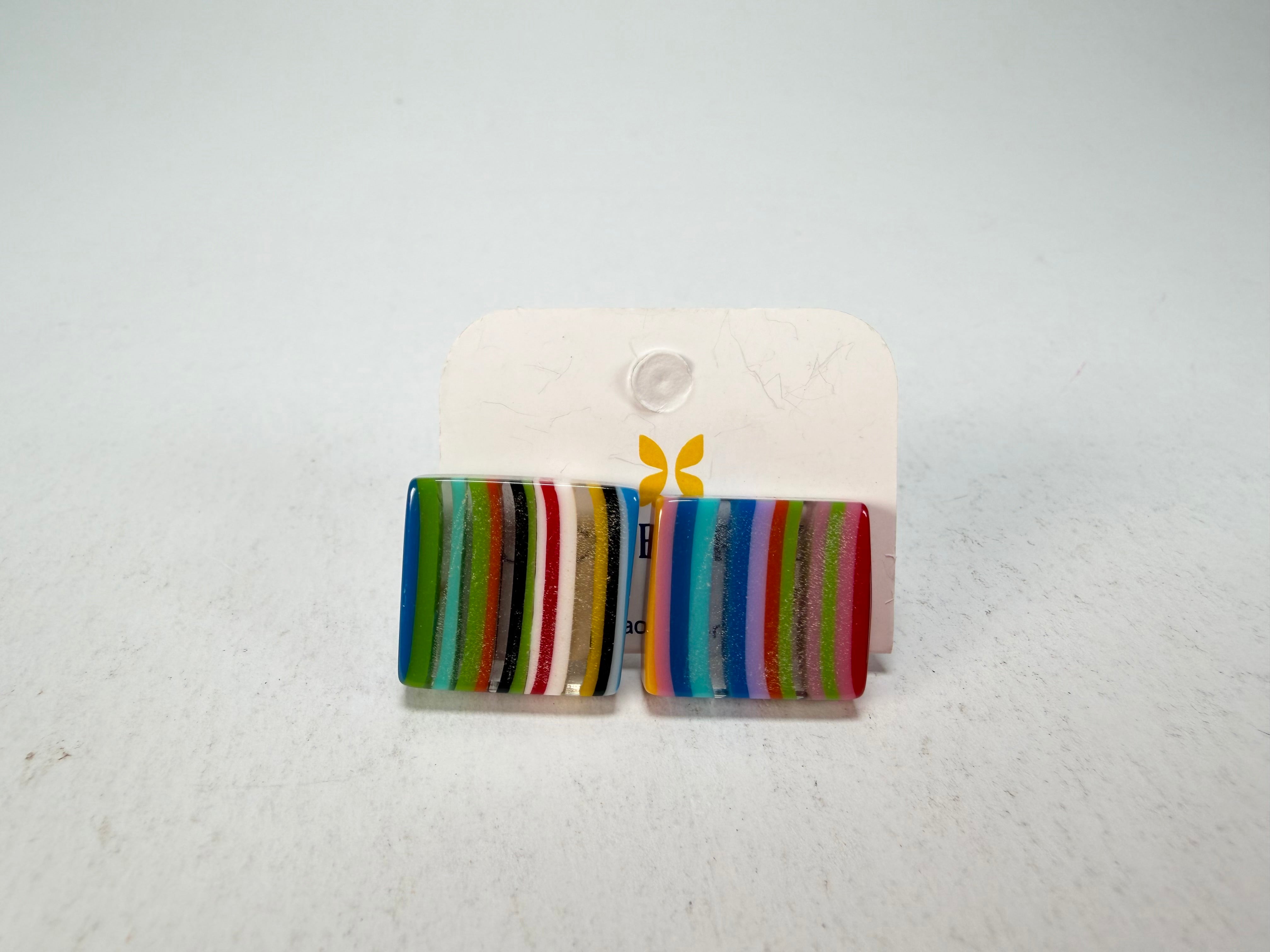 Jackie Brazil "Liquorice" Mix Colours Small Square Resin Earrings ( E0074 )