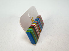 Jackie Brazil "Liquorice" Mix Colours Small Square Resin Earrings ( E0074 )