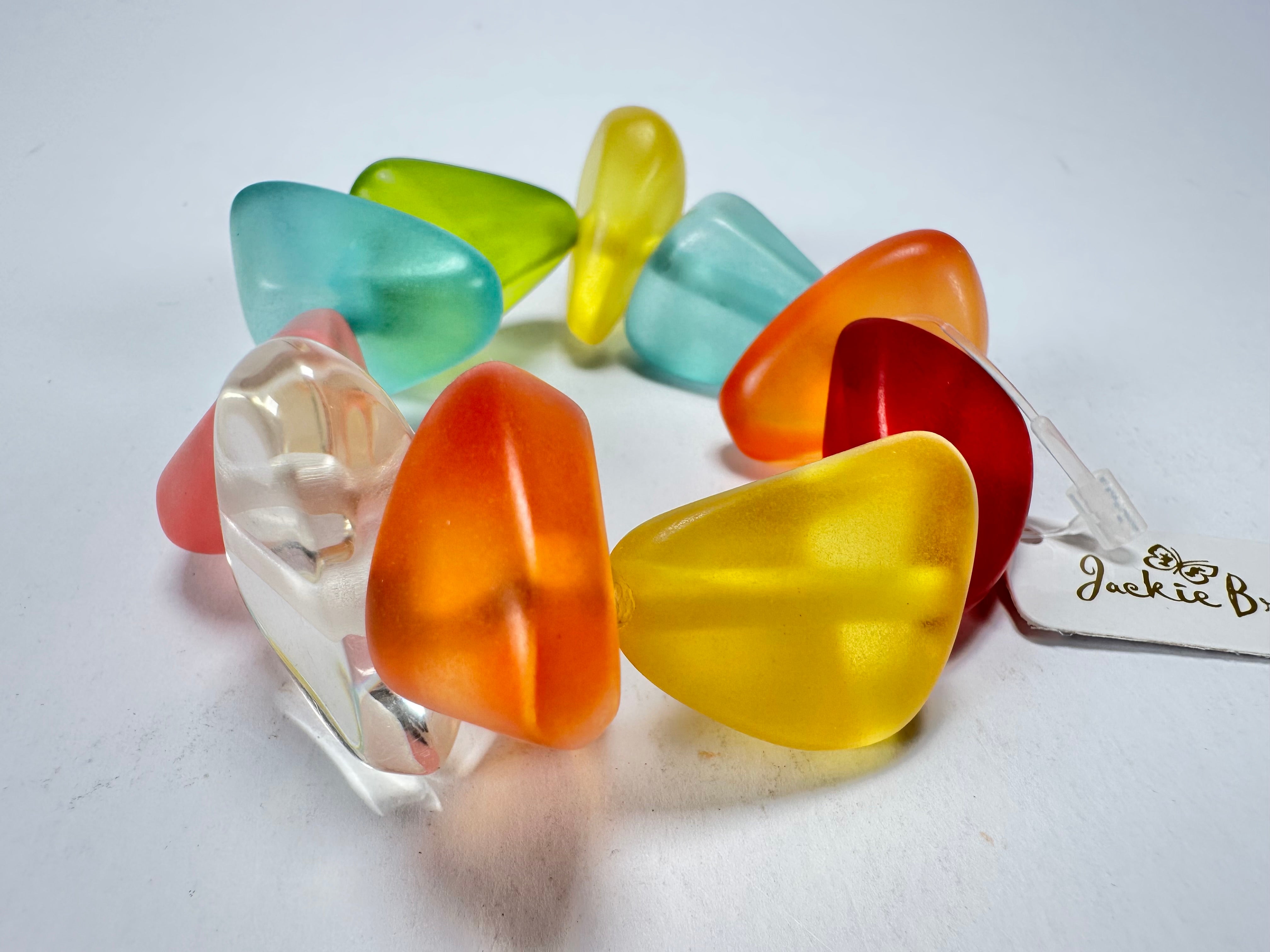 Jackie Brazil "Diamonds" Transparent Summer Frost Flintstone Bone Bracelet ( B0211 )