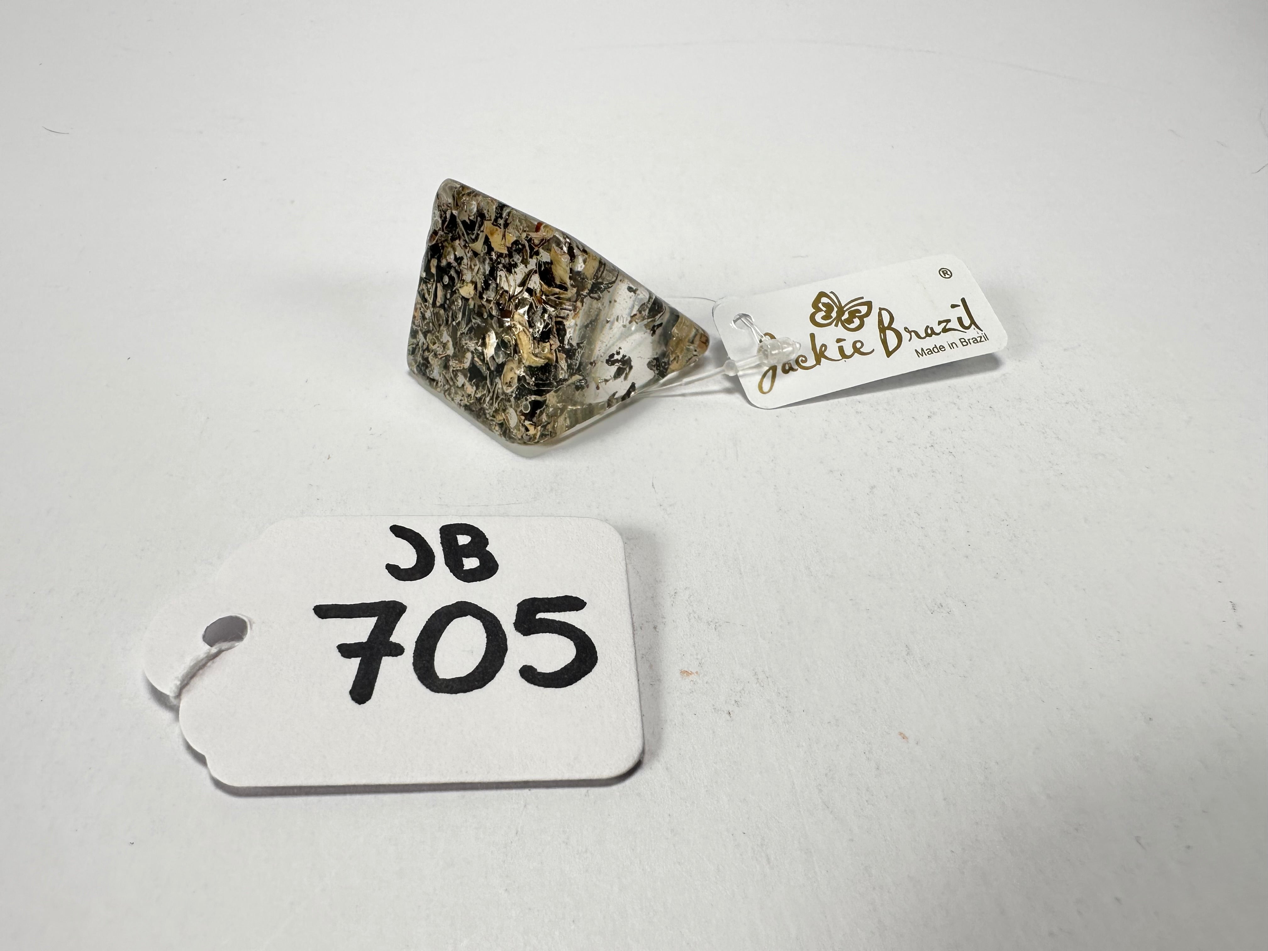 Jackie Brazil "Seaweed" Large Square Resin Ring ( R1715 ) Size UK P / USA 8