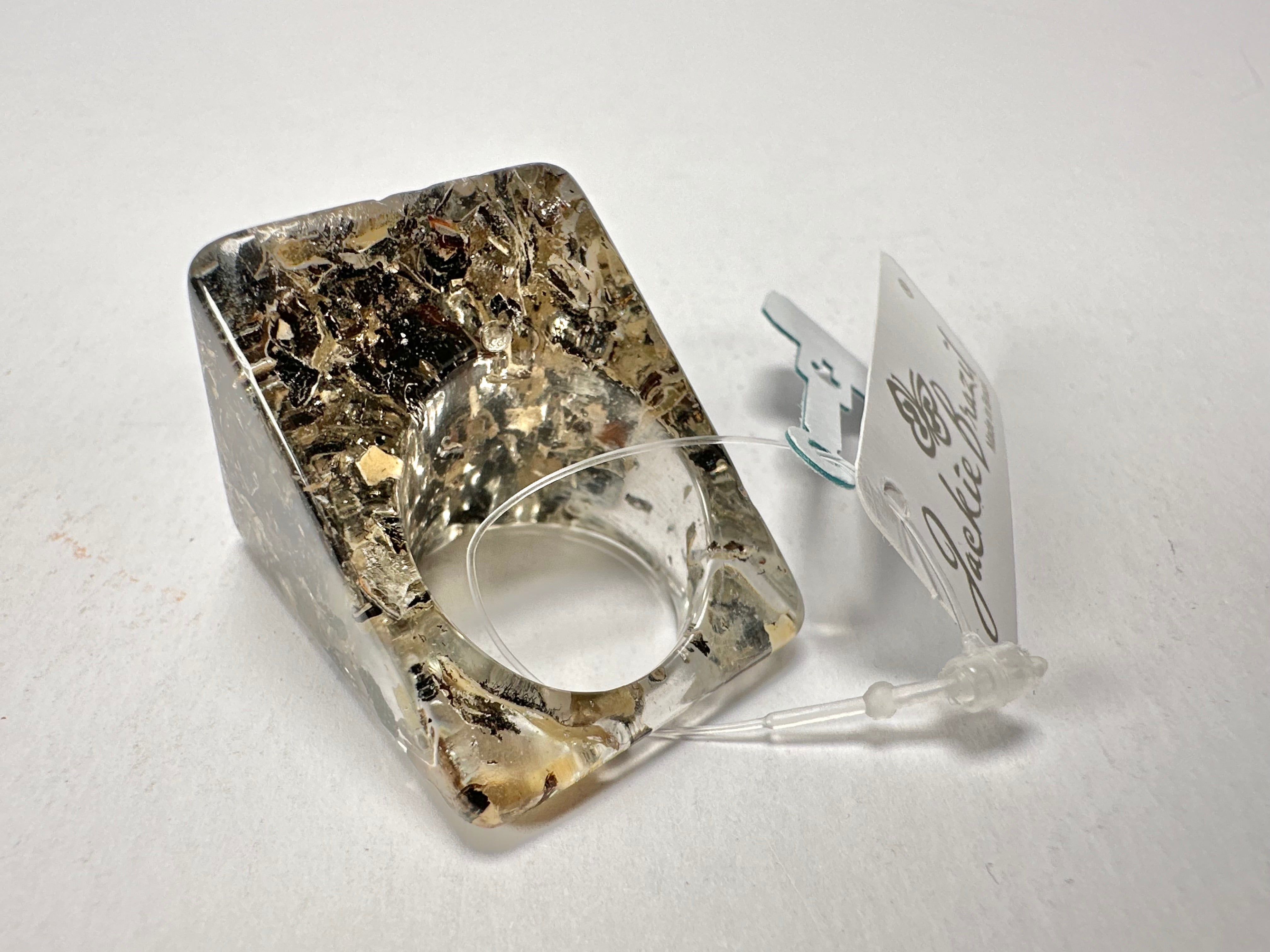 Jackie Brazil "Seaweed" Large Square Resin Ring ( R1715 ) Size UK P / USA 8