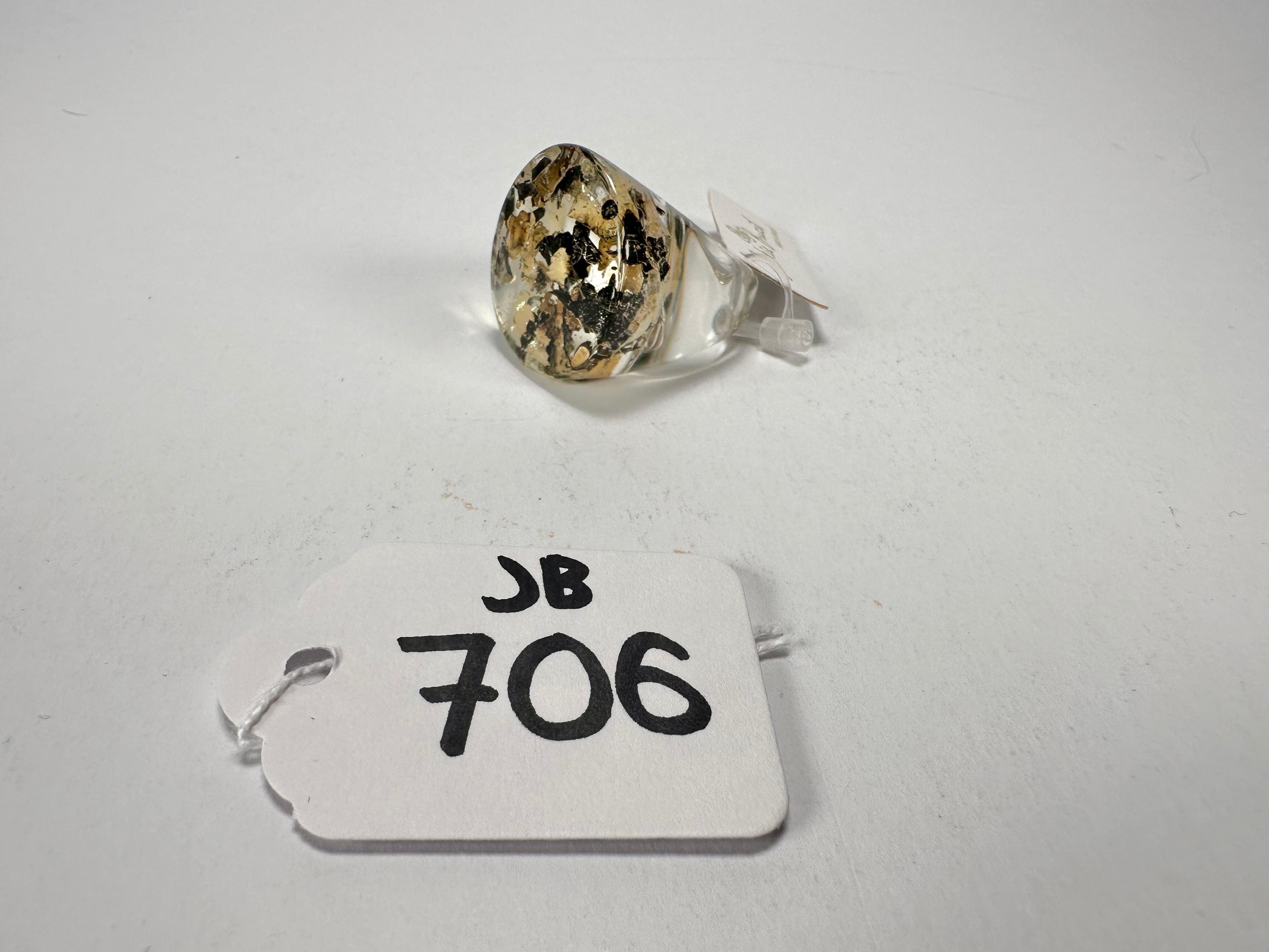 Jackie Brazil "Stomp" Large Round Seaweed Resin Ring ( R0360 ) Size UK Q / US 8
