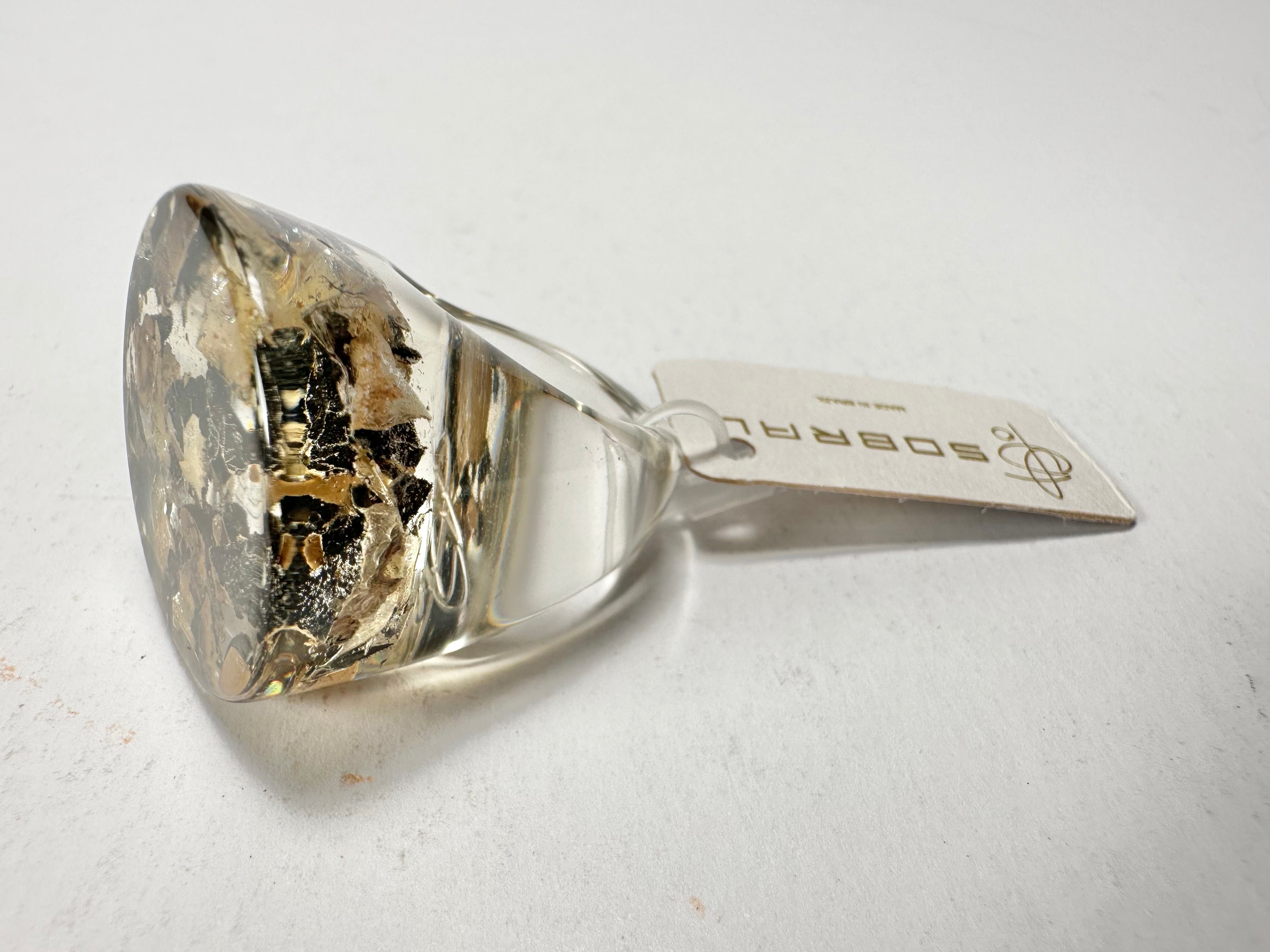 Jackie Brazil "Stomp" Large Round Seaweed Resin Ring ( R0360 ) Size UK Q / US 8