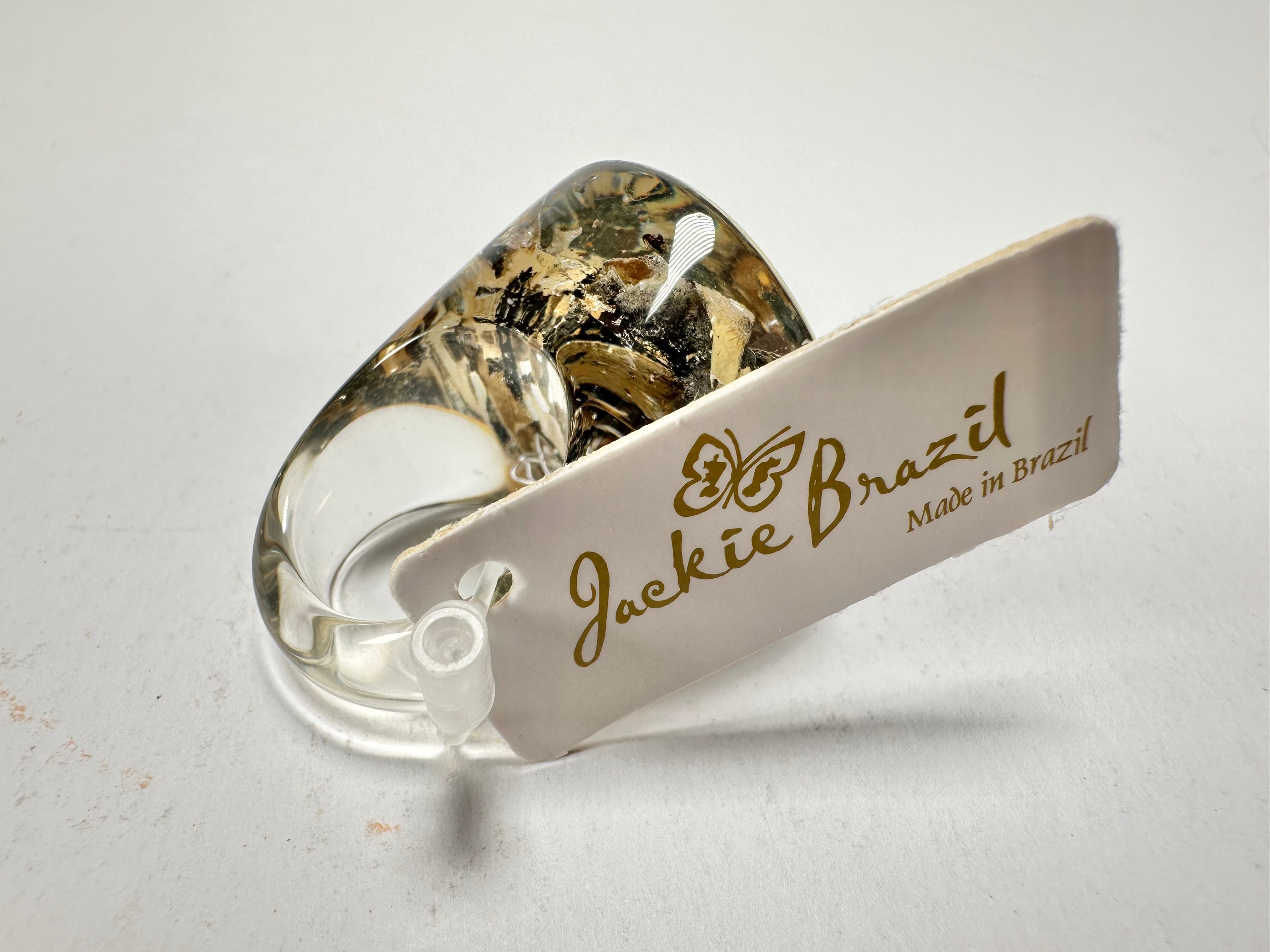 Jackie Brazil "Stomp" Large Round Seaweed Resin Ring ( R0360 ) Size UK Q / US 8