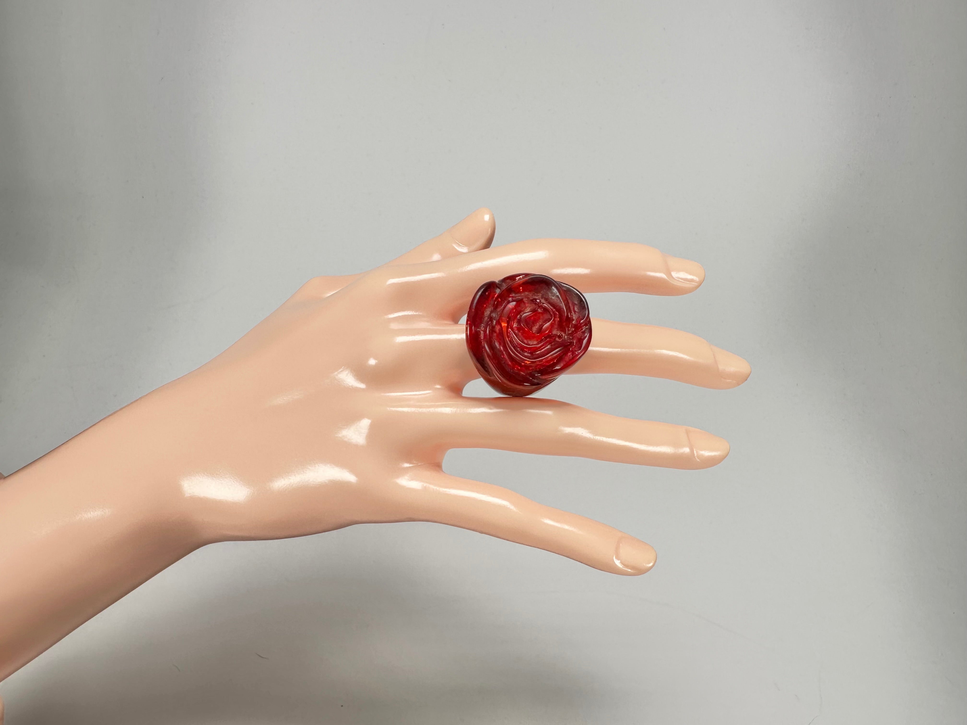 Jackie Brazil "Rose" Red Gloss Resin Rose Ring ( R0585 ) Size UK N / US 7