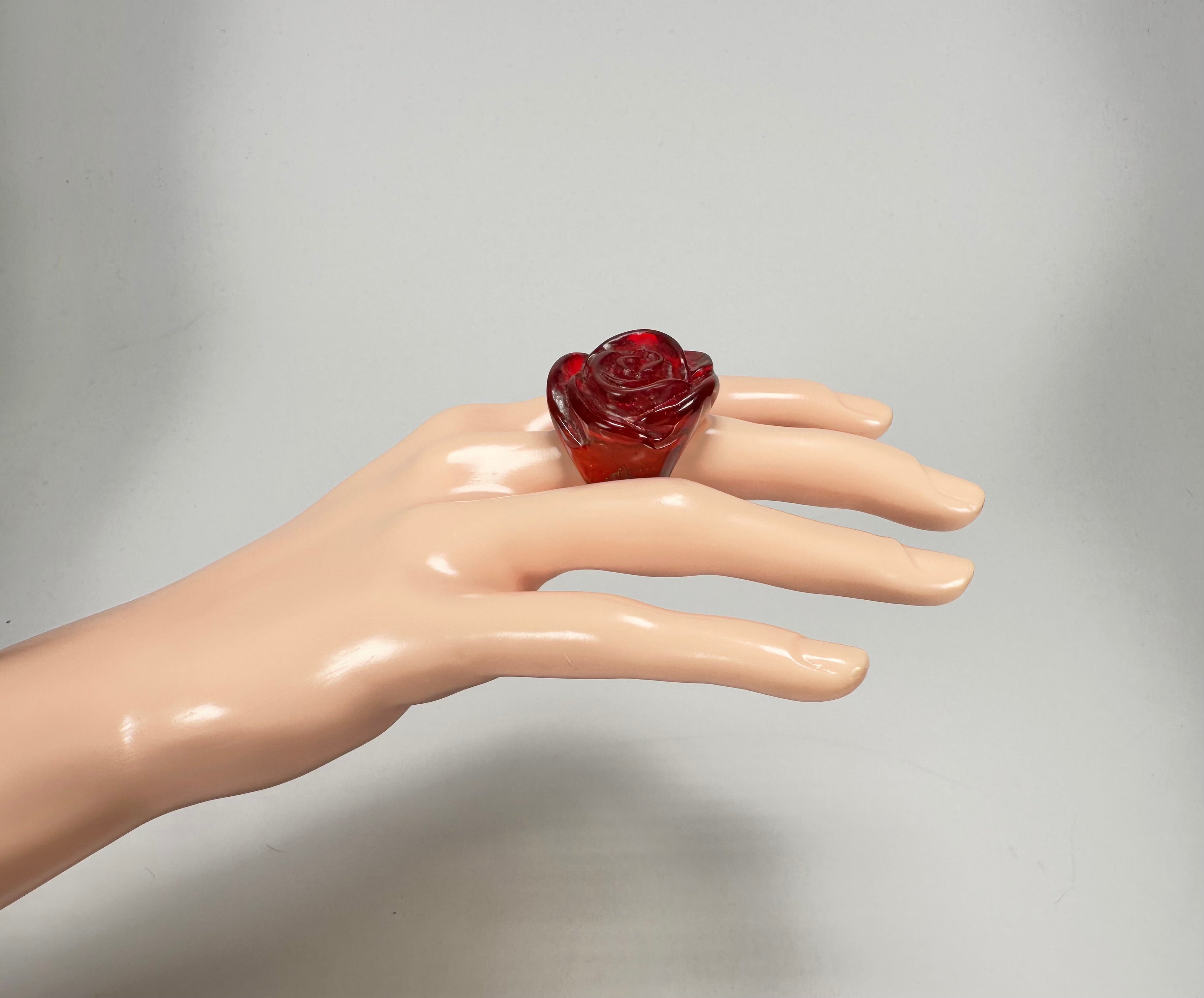 Jackie Brazil "Rose" Red Gloss Resin Rose Ring ( R0585 ) Size UK N / US 7