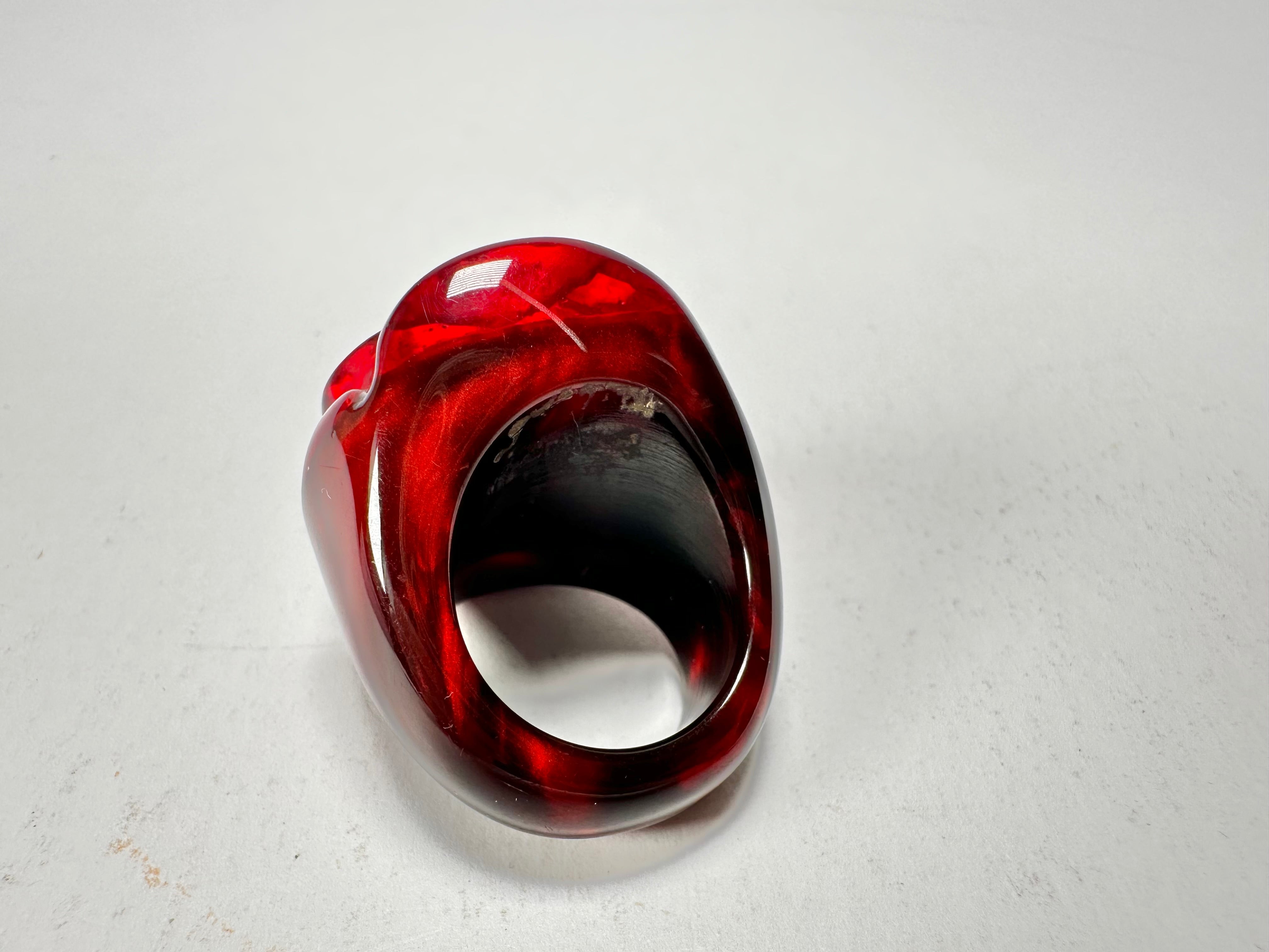 Jackie Brazil "Rose" Red Gloss Resin Rose Ring ( R0585 ) Size UK N / US 7
