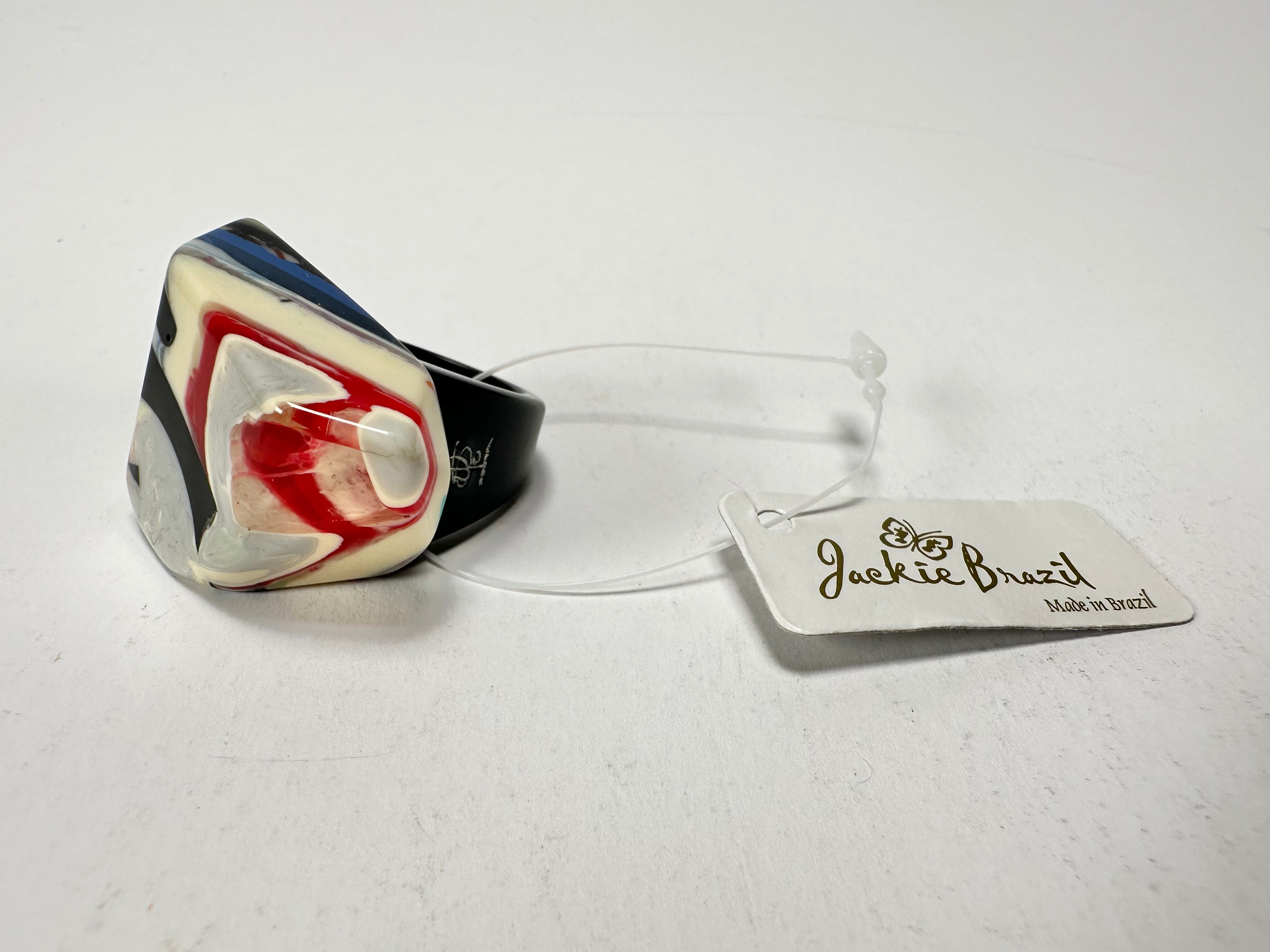 Jackie Brazil "Algeria" Liquorice Allsorts Tropicalia Mix Resin Ring ( R2884 ) UK Q / USA 8