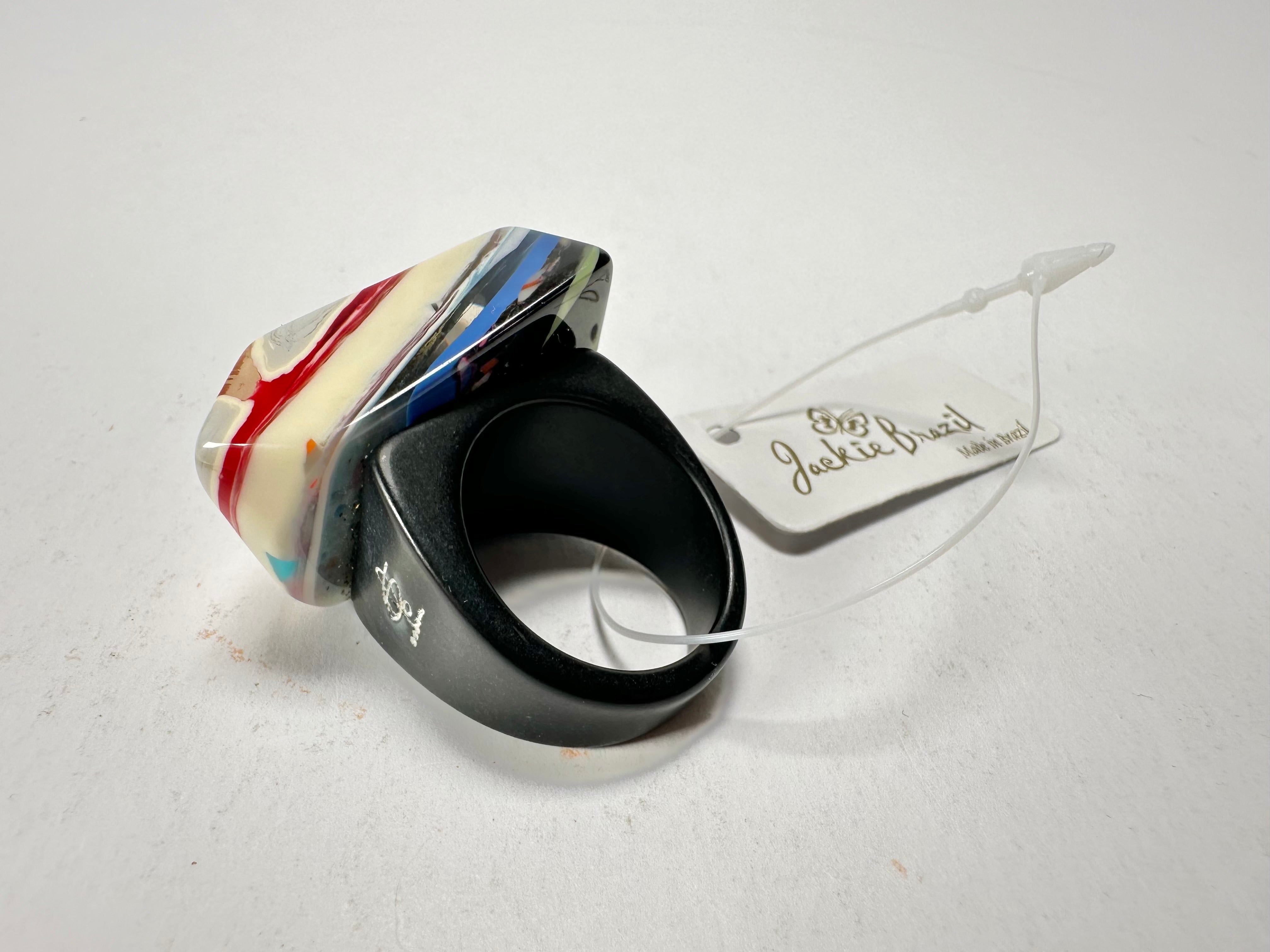 Jackie Brazil "Algeria" Liquorice Allsorts Tropicalia Mix Resin Ring ( R2884 ) UK Q / USA 8