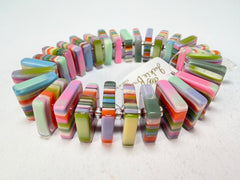 Jackie Brazil "Patricia" Liquorice Squares & Beads Spring Colour Resin Bracelet ( B0192 )