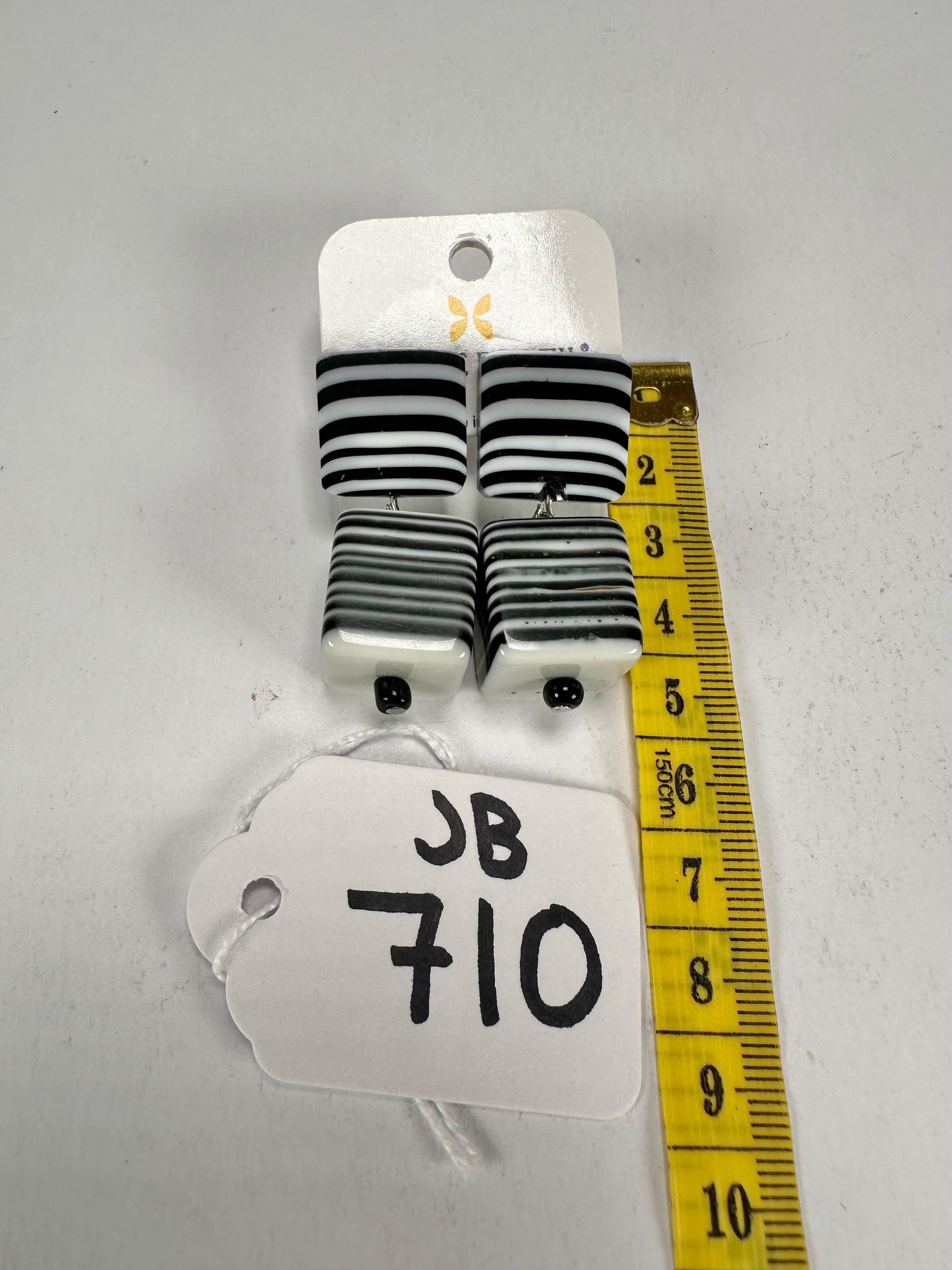 Jackie Brazil "Black & White" Liquorice All Sorts Stud & Cube Resin Earrings ( E0080 )