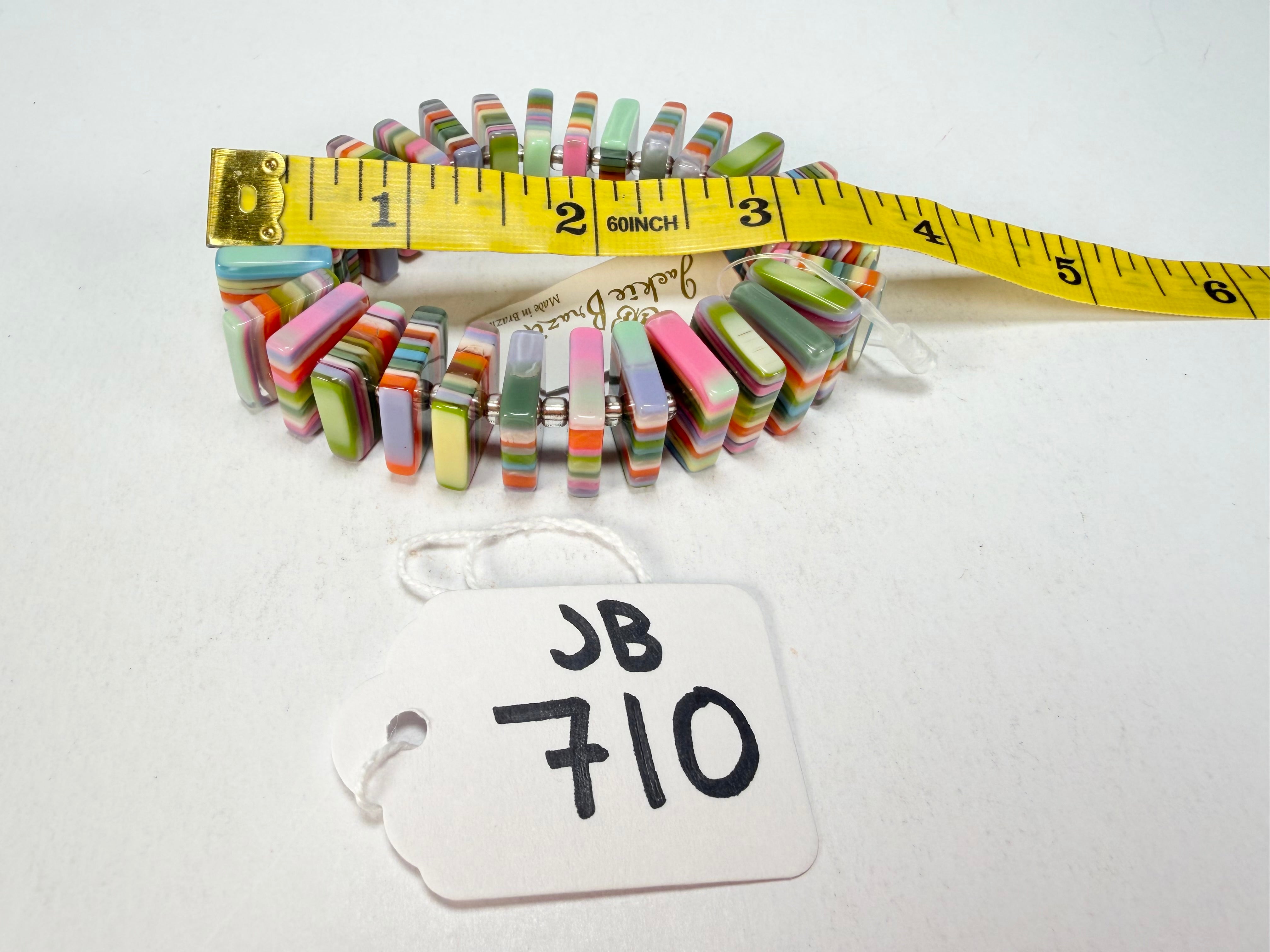 Jackie Brazil "Patricia" Liquorice Squares & Beads Spring Colour Resin Bracelet ( B0192 )